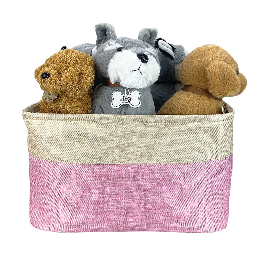 Foldable Storage Basket with Cute French Bulldog Design - Collapsible Fabric Organizer Bin with Handles for Pet Toys, Home, Closet & Shelf Organization - Durable Pink & White Cube - Perfect for Nursery, Laundry Room & Playroom Storage