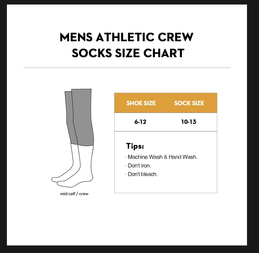 Heatuff Men's Moisture-Wicking Heavy Cushion Crew Socks - Reinforced Heel & Toe for Durability - Ideal for Running, Hiking & Everyday Comfort