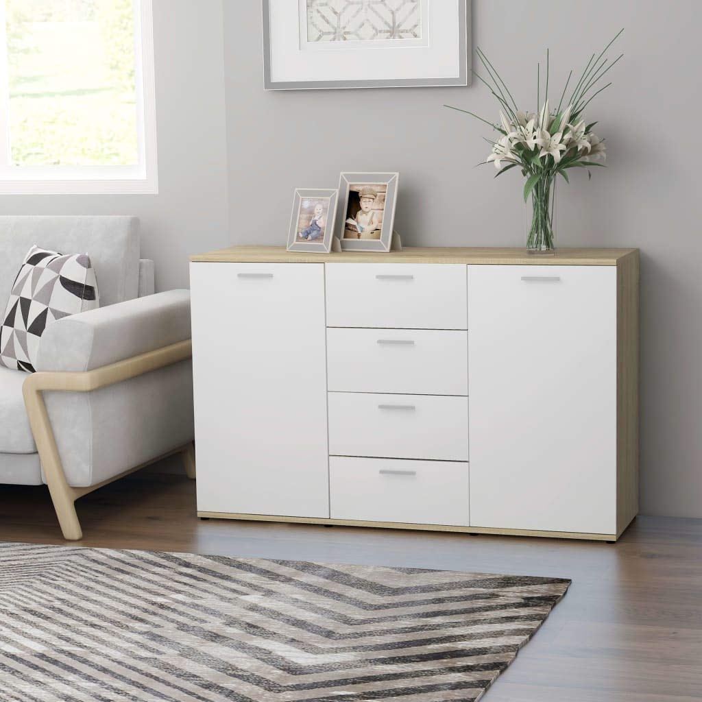 vidaXL 47.2 Inch Buffet Sideboard with 4 Drawers & 2 Doors - Modern Console Table & Display Stand for Kitchen, Dining Room Storage | Entryway Bar Cabinet & Accent Table (47.2x14x29.5 inches) - Perfect for Small Space Organization & Stylish Home Decor