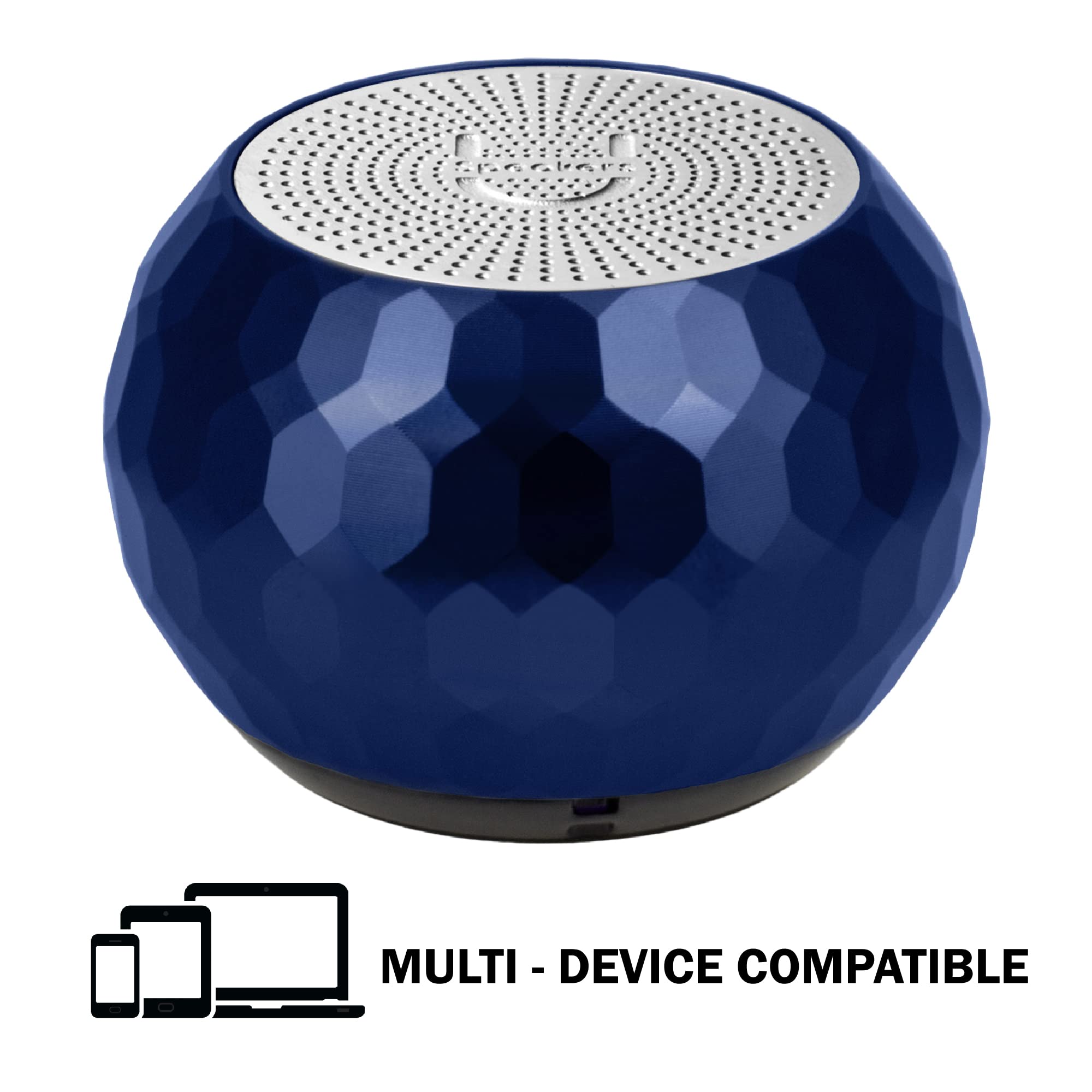 Mini Bluetooth Computer Speaker 2-Pack with Built-in Mic & Selfie Remote - Wireless Portable Speakers for Workspace, Desktop, Laptop, Mobile, Tablet, PC - Glam Midnight Blue - Perfect for Home Office, Video Calls & Music Streaming
