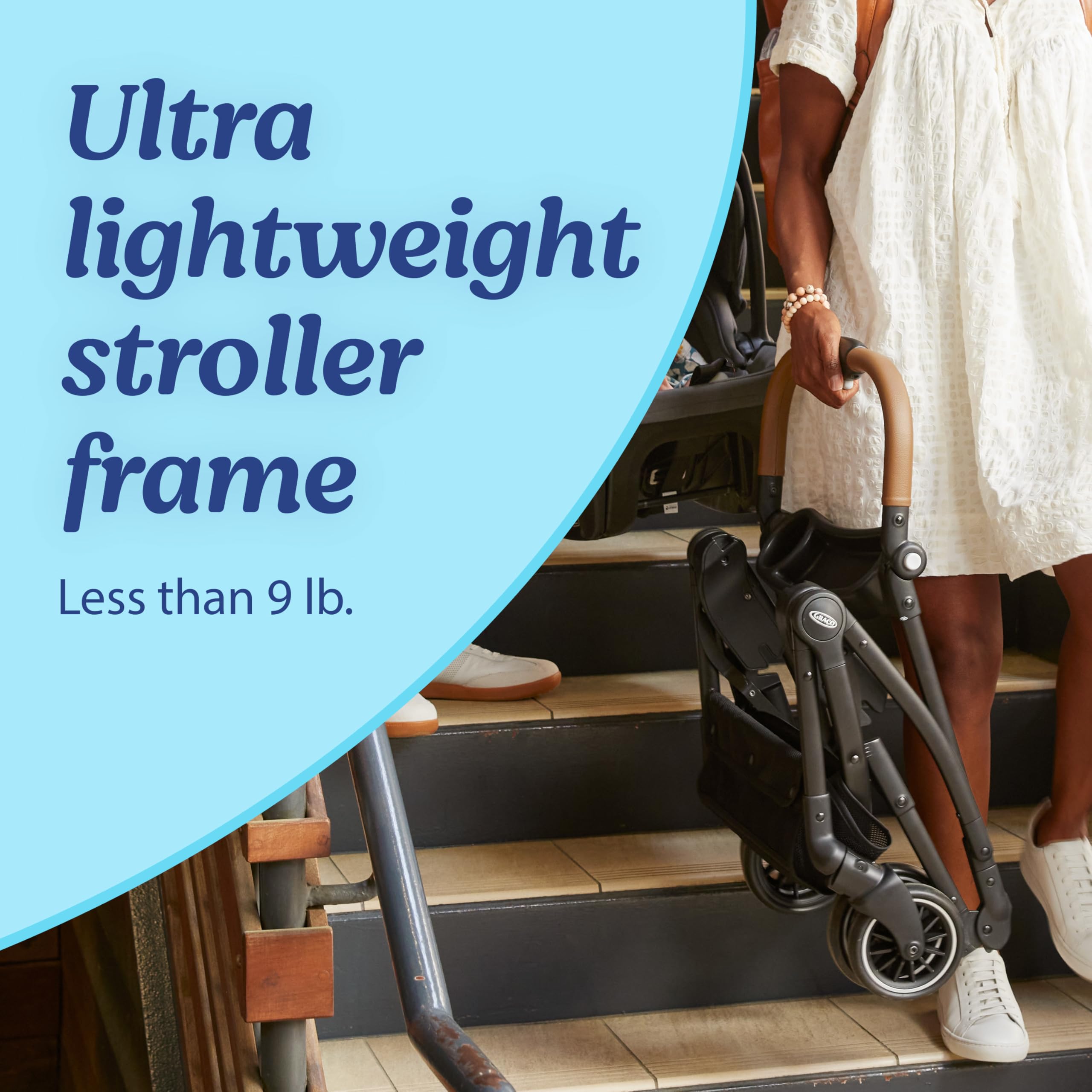Graco On The Go MAX Lightweight Travel Stroller Frame - Compatible with All Graco Infant Car Seats, Compact Backpack Design for Easy Storage | Perfect for Air Travel, Shopping & Everyday Use with Baby