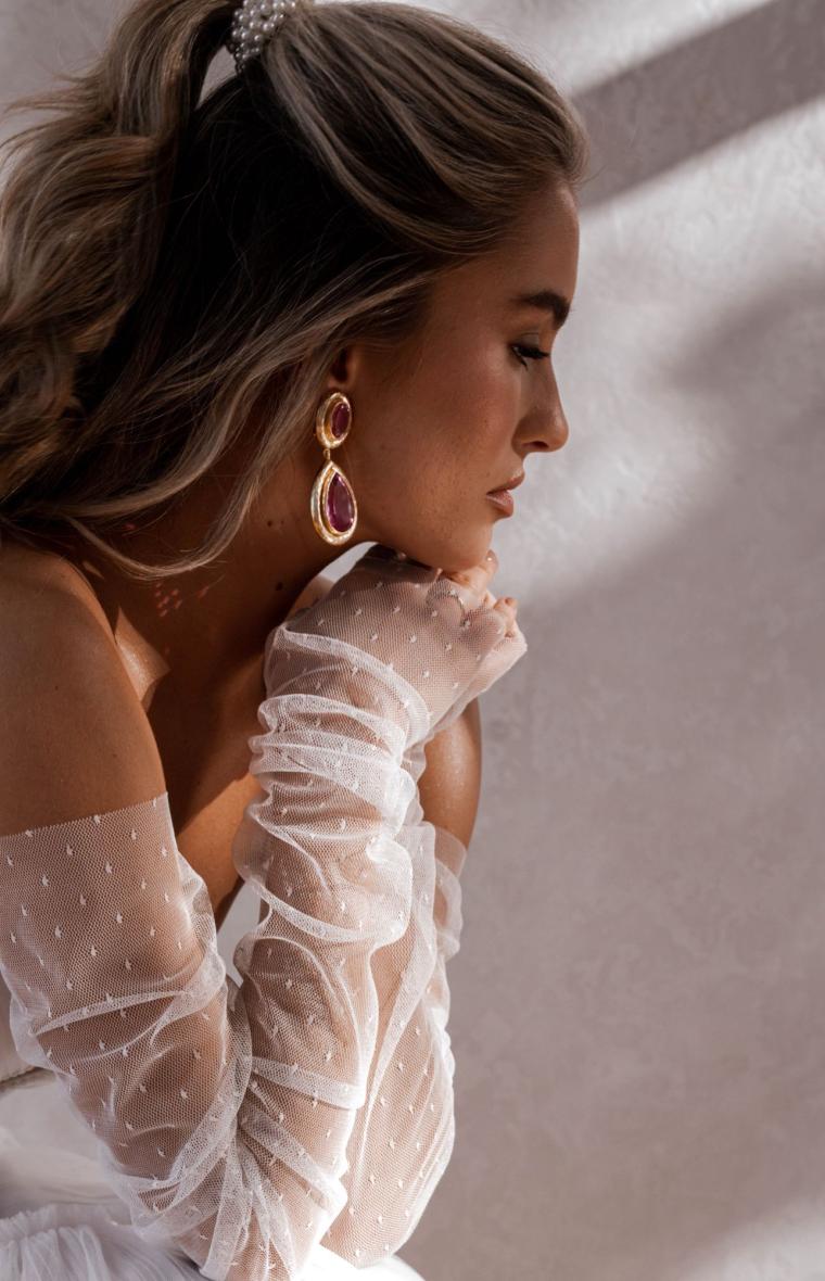 Elegant Spotted Tulle Gloves for Women - Fashionable Mesh Gloves for Parties, Weddings & Evening Events - Perfect for Formal Occasions and Special Celebrations