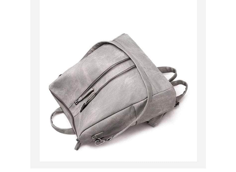 Vintage Women's Zipper Backpack - Stylish Retro Leather School Bag for College, Travel & Everyday Use