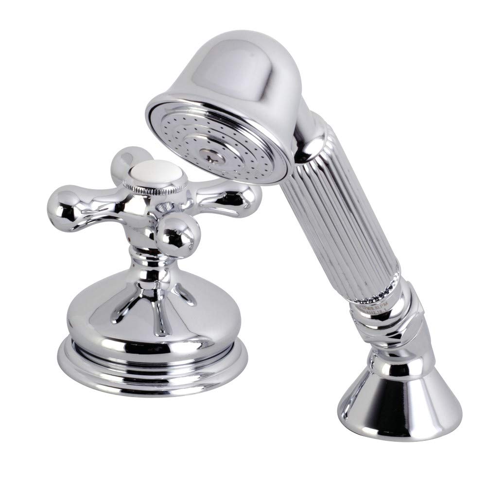 Kingston Brass KSK3331AXTR Polished Chrome Deck Mount Hand Shower with Diverter - Perfect for Roman Tub Faucets, 8