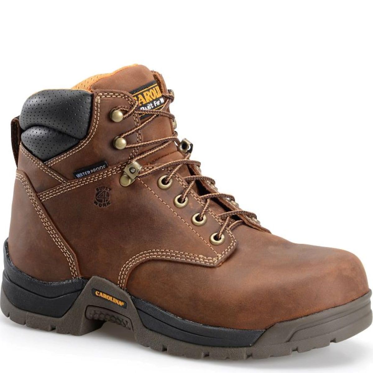Carolina Bruno 6-Inch Waterproof Steel Toe Work Boots for Men - Slip & Oil Resistant, EH Safety Rated, Comfortable Cushion Insole & EVA Midsole - Ideal for Construction, Warehouse & Outdoor Work