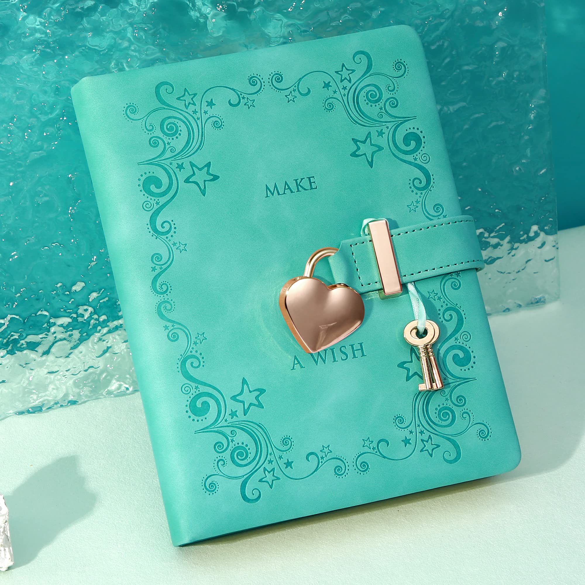 Lockable PU Leather Diary for Kids & Teens - Secret Journal with Combination Lock, Personal Organizer Notebook for Travel, School & Gift (5.3x7 inches, Teal Blue) | Perfect for Journaling, Memory Keeping & Private Thoughts