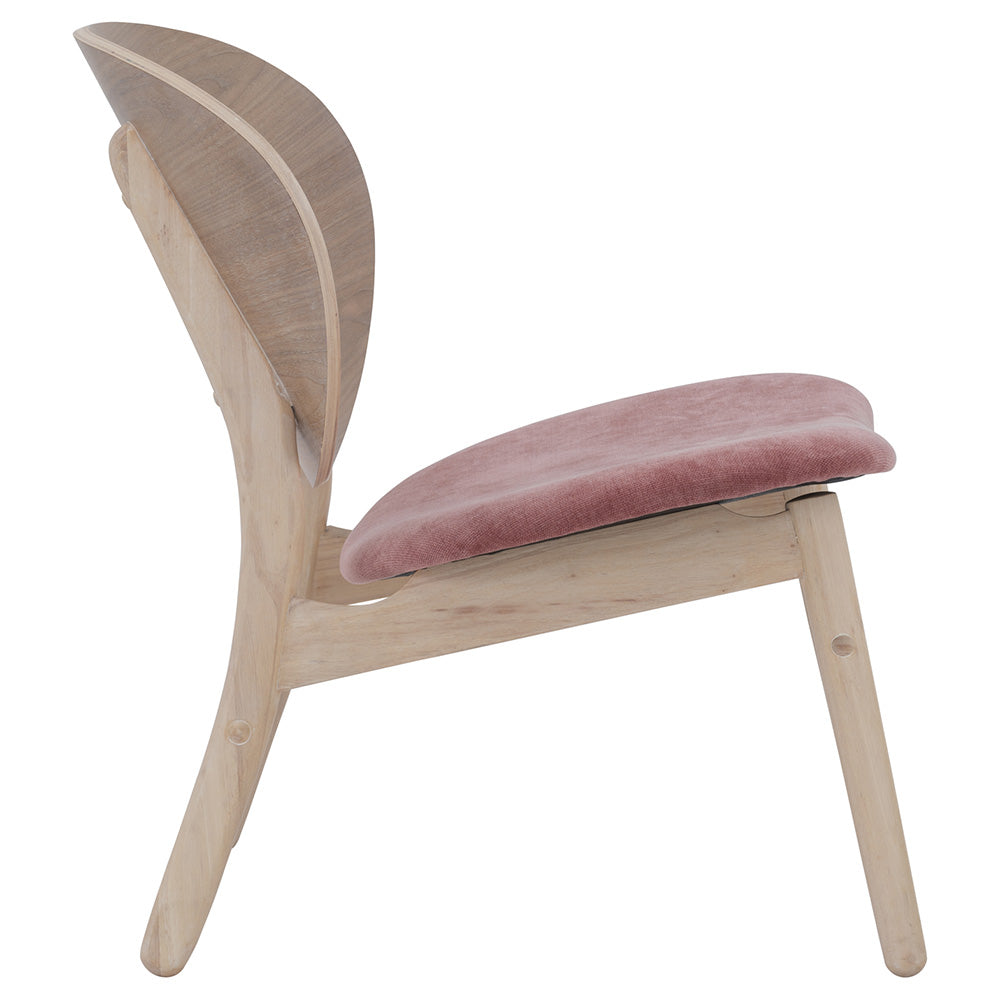 POLARA Modern Lounge Chair - Solid Oak Wood Frame & Salmon Fabric Upholstery - Perfect for Living Room, Bedroom, or Office Relaxation