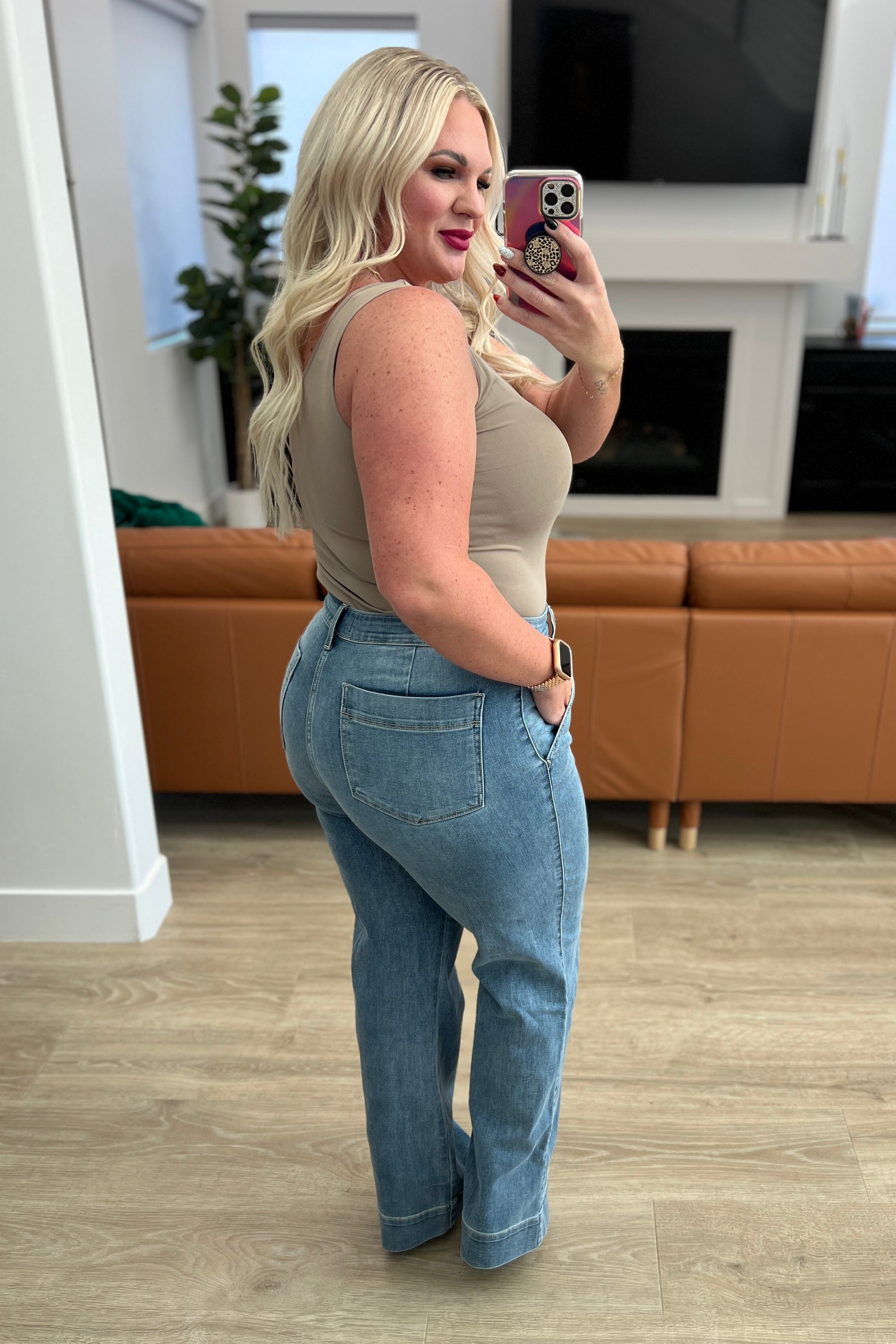 Mindy Mid Rise Wide Leg Jeans for Women - Comfortable Stretch Denim Pants, Casual & Trendy High Waist Trousers - Perfect for Office, Travel, and Everyday Wear