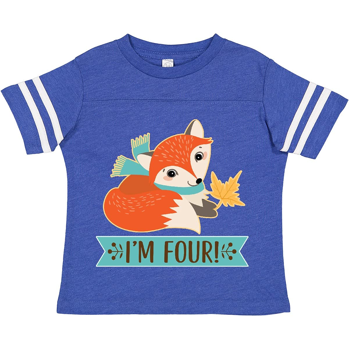 Inktastic 4th Birthday Fox Toddler T-Shirt for 4 Year Old Boys & Girls - Cute Animal Graphic Tee for Kids Birthday Party Outfits & Casual Wear
