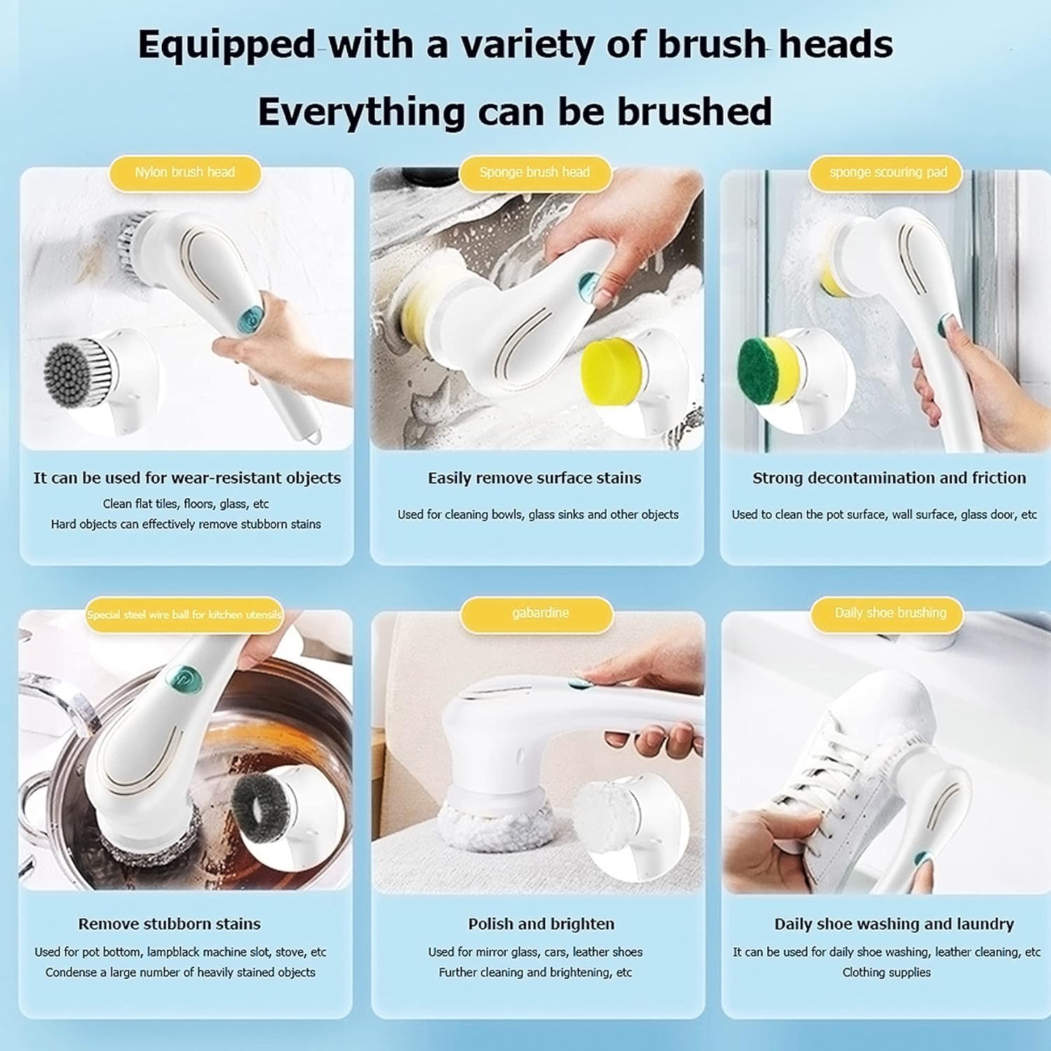 Electric Spin Scrubber - Cordless Shower Cleaner with 5 Replaceable Brush Heads, Powerful Bathroom Cleaning Brush for Tile, Grout, Sink & Bathtub - Perfect for Deep Cleaning Showers, Kitchens & Hard-to-Reach Areas