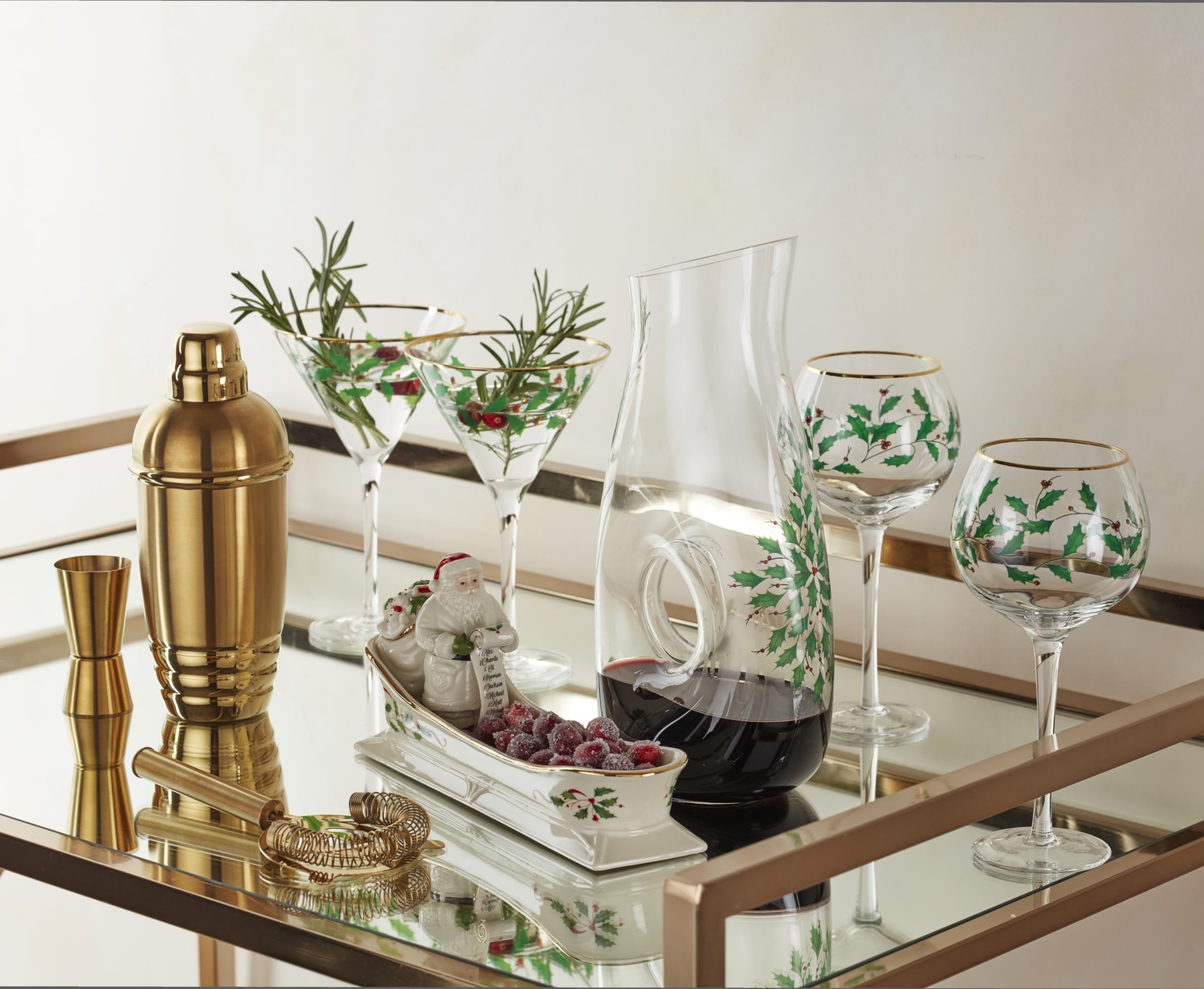Lenox 895032 Holiday 3-Piece Decanter & Wine Glasses Gift Set - Elegant Christmas Dinnerware for Hosting & Entertaining - Perfect for Holiday Parties, Dinner Gatherings & Festive Celebrations