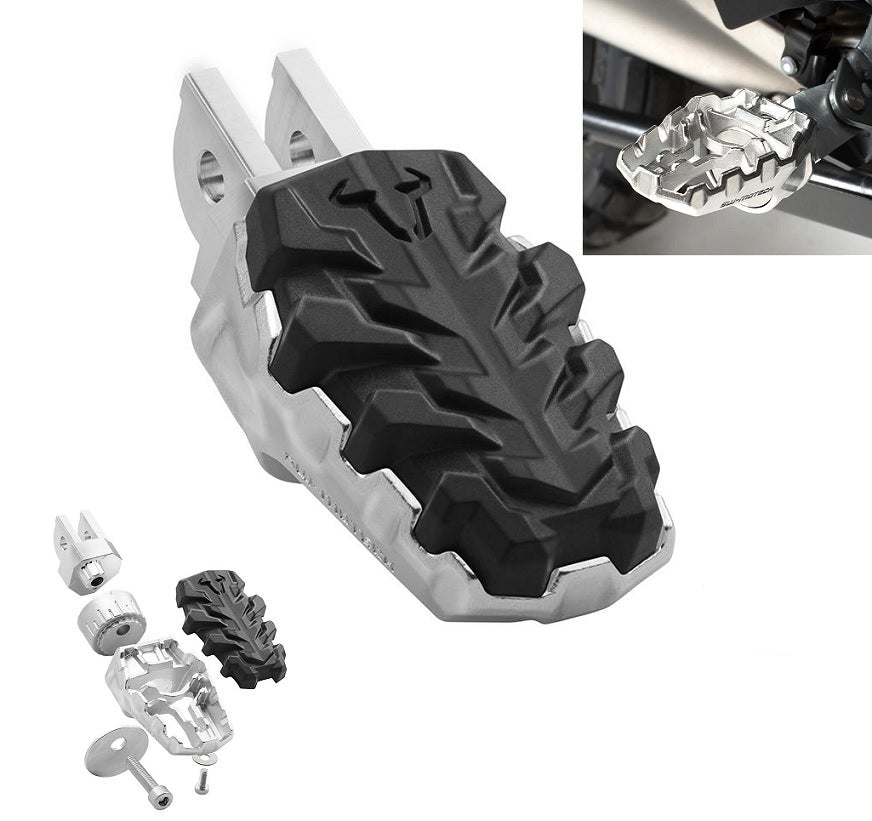 SW Motech Adjustable Footpeg Kit for BMW R1250GS, R1200GS WC, R1250GS ADV & ADV WC EVO - Off-Road Motorcycle Comfort & Control Upgrade