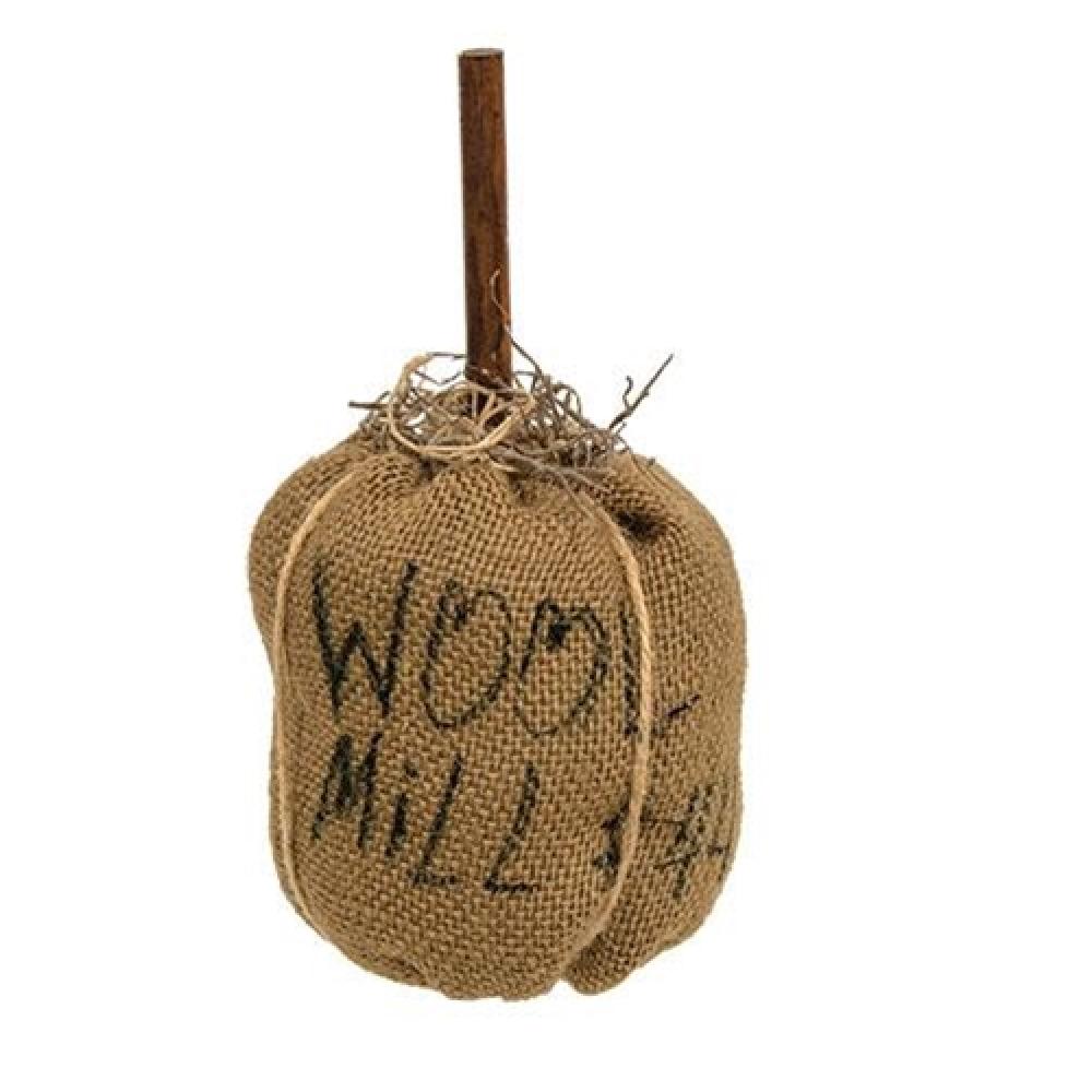 Natural Burlap Wool Mill Pumpkin - Handmade Fall Decor for Home, Thanksgiving & Halloween - Perfect for Centerpieces, Mantel Displays & Seasonal Decorating