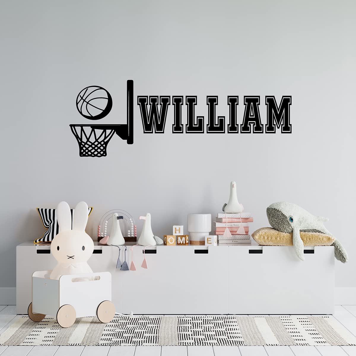 Custom Basketball Name Wall Stickers - Family Room Decor for Sports Fans