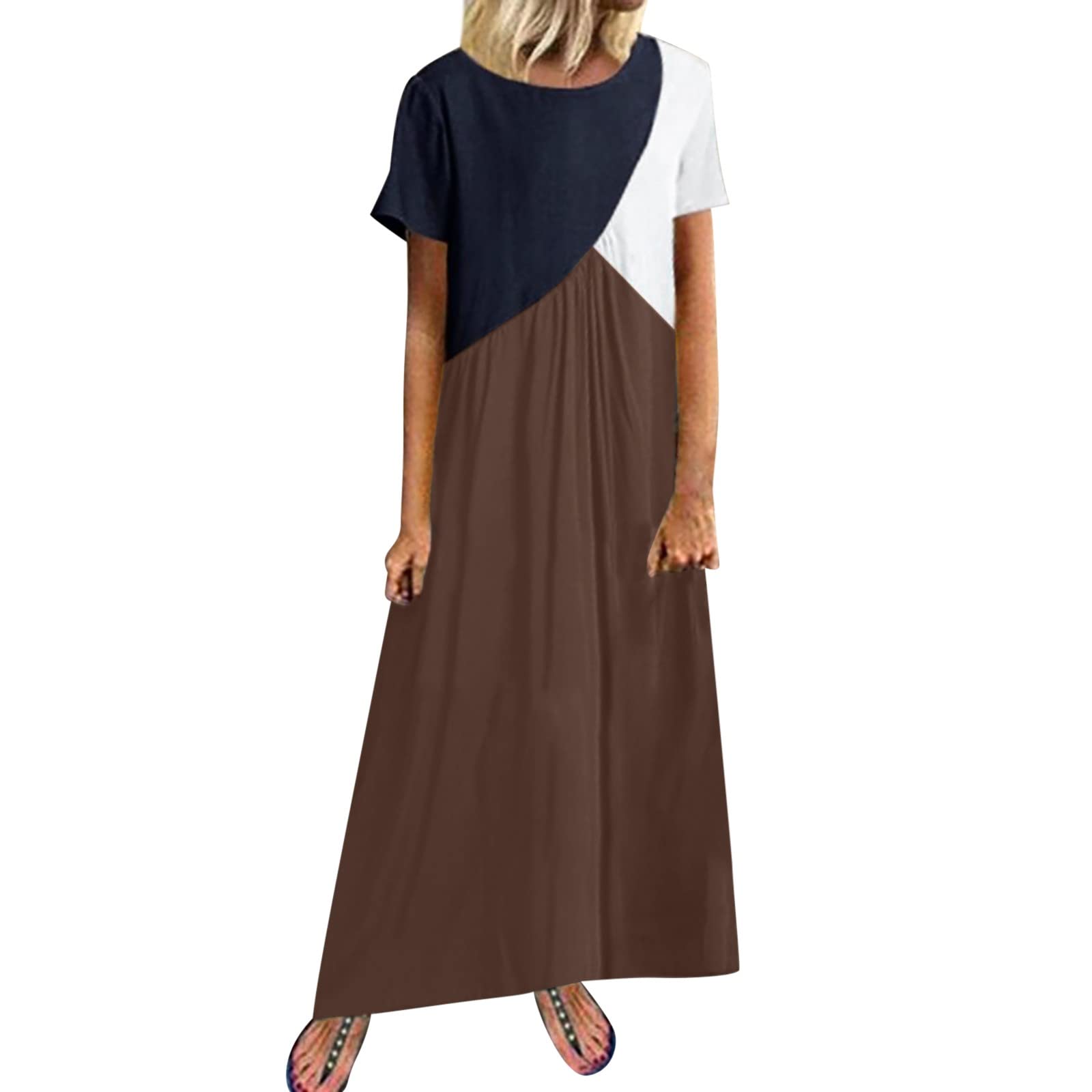 Floral Plus Size Summer Dress for Women - Casual Short Sleeve Round Neck Loose Long Maxi Dress | Beach Vacation, Garden Party, Outdoor Wedding Guest Outfit