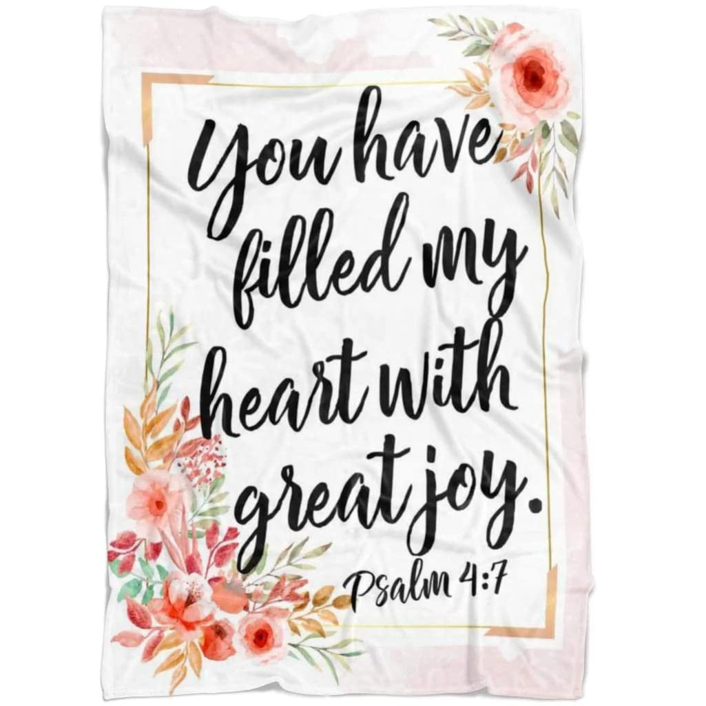 Christian Prayer Blanket with Psalm 4:7 Bible Verse - Soft Fleece Religious Blanket for Worship, Bible Study & Comfort - Inspirational Jesus Blanket for Church, Home & Gifts