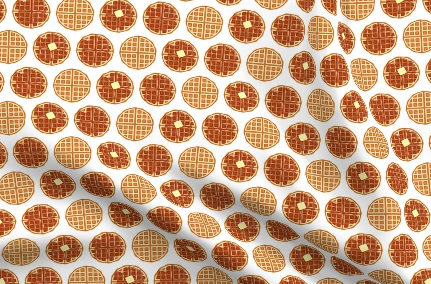 Waffle Breakfast Food Junk Printed Petal Signature Cotton Fabric - Fat Quarter for Sewing, Quilting, Apparel & DIY Crafts - Perfect for Kitchen Decor, Aprons & Home Textiles