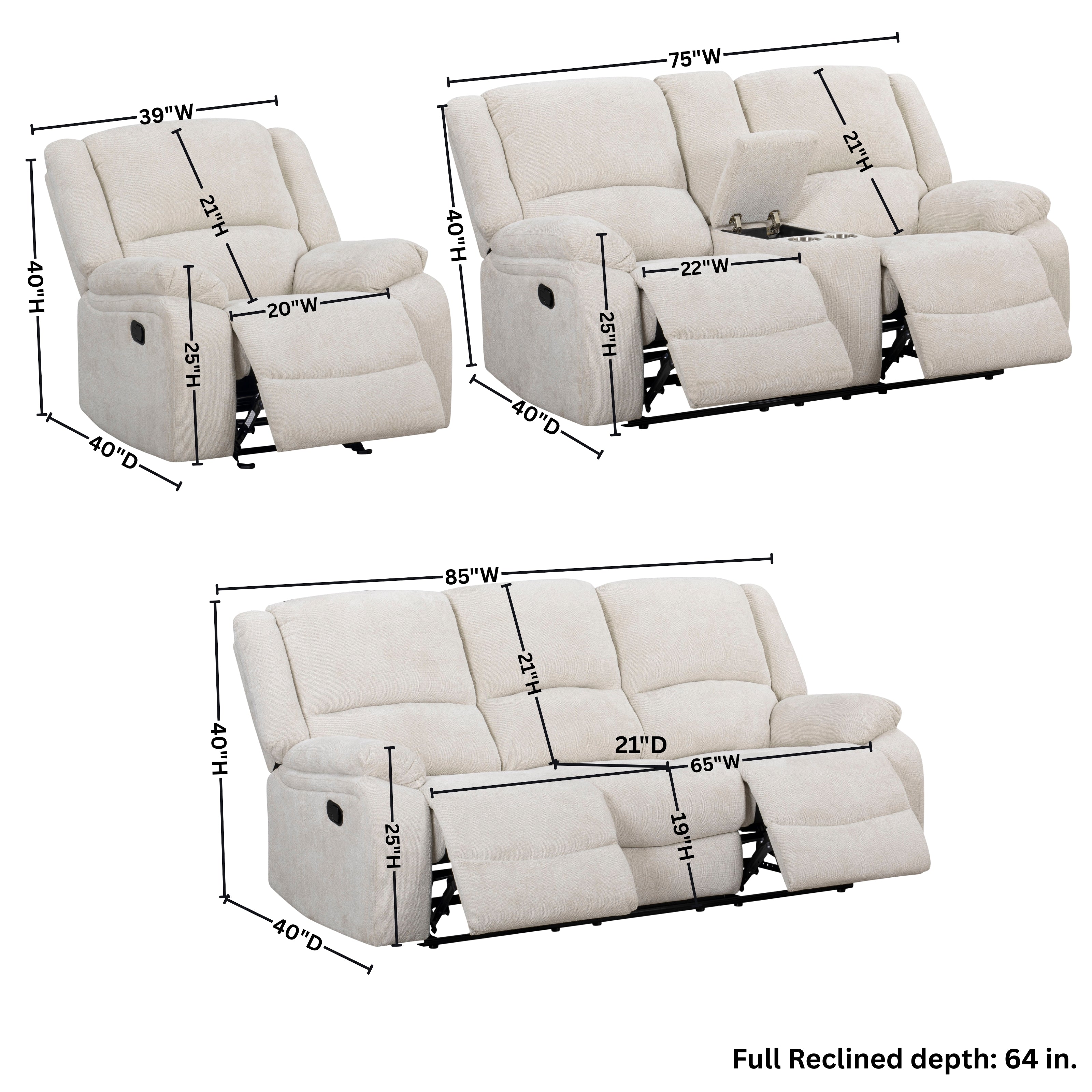 Roundhill Furniture Blitz Transitional Living Room Reclining Sofa Set - Modern Comfort for Relaxing & Entertaining - Perfect for Family Movie Nights & Cozy Evenings