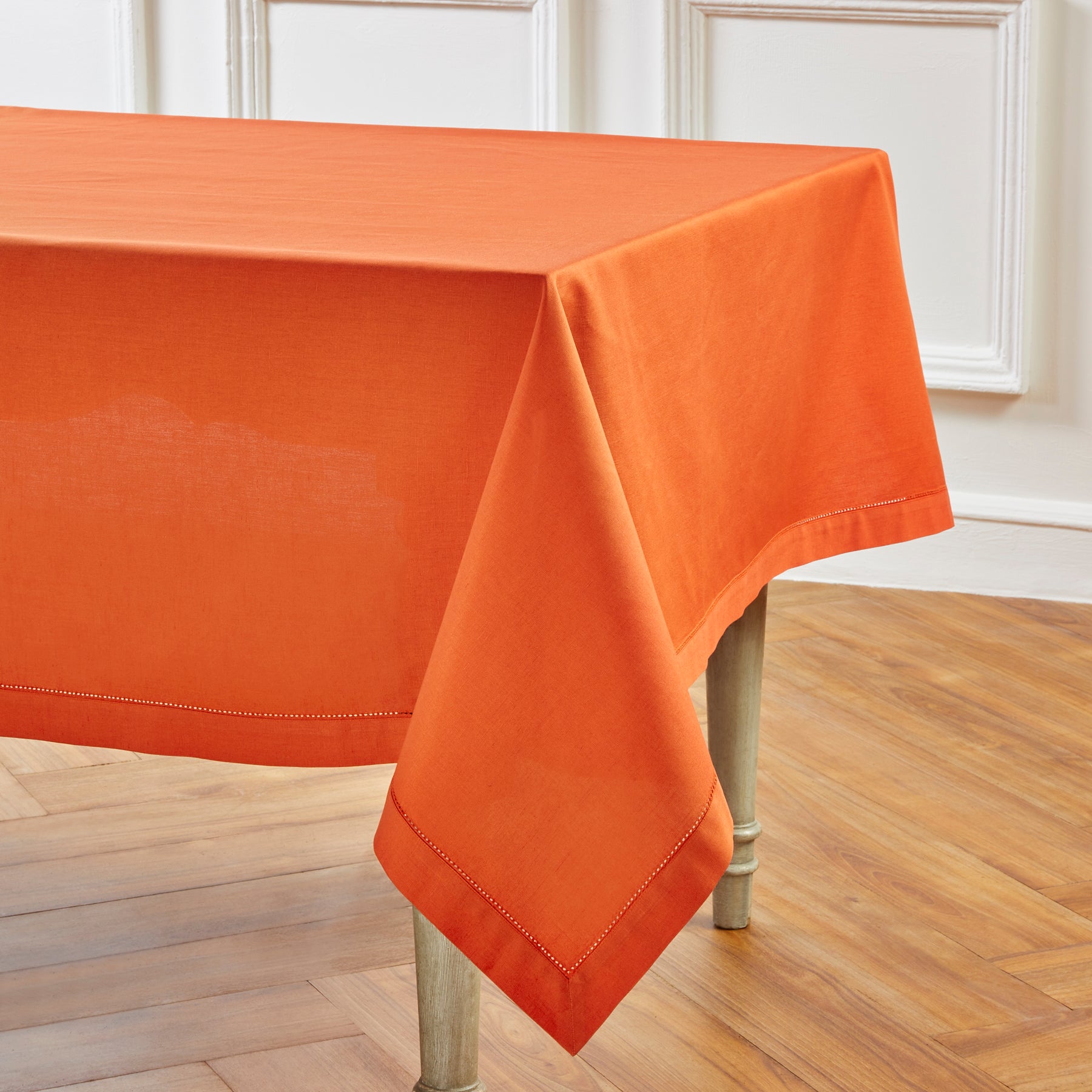 Premium Cotton Linen Hemstitch Tablecloth - Elegant Dining Table Cover for Home Decor, Parties & Special Occasions