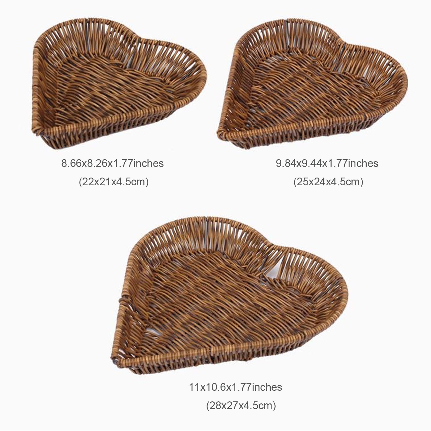 Heart-Shaped Woven Storage Basket - Decorative Rattan Fruit & Bread Holder for Kitchen, Bathroom, Dining Table - Perfect for Organizing Snacks, Towels, and Home Decor