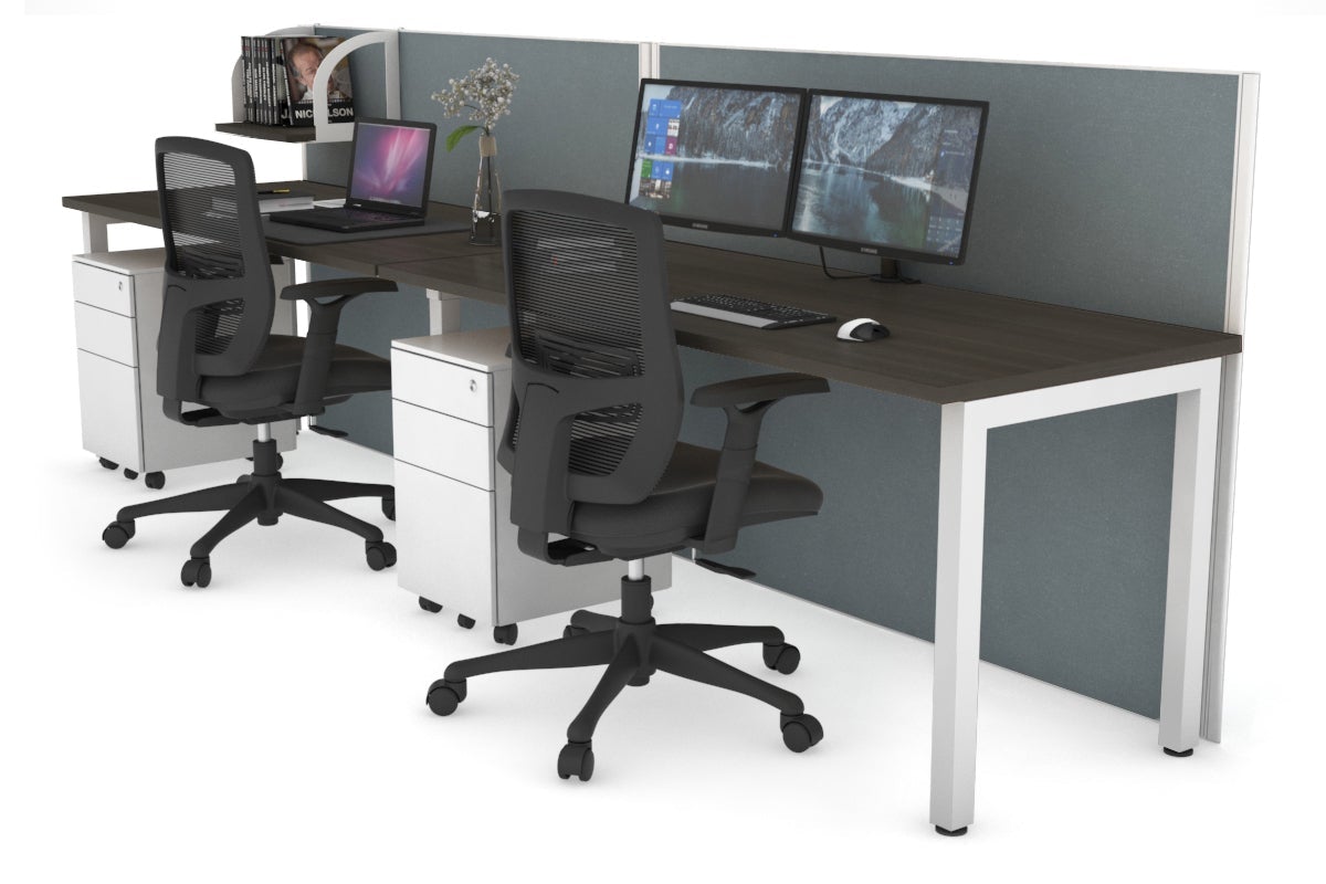 Horizon Quadro 2-Person Office Workstation with Square Legs - 1600L x 700W Dimensions - Perfect for Shared Workspaces & Collaborative Office Environments
