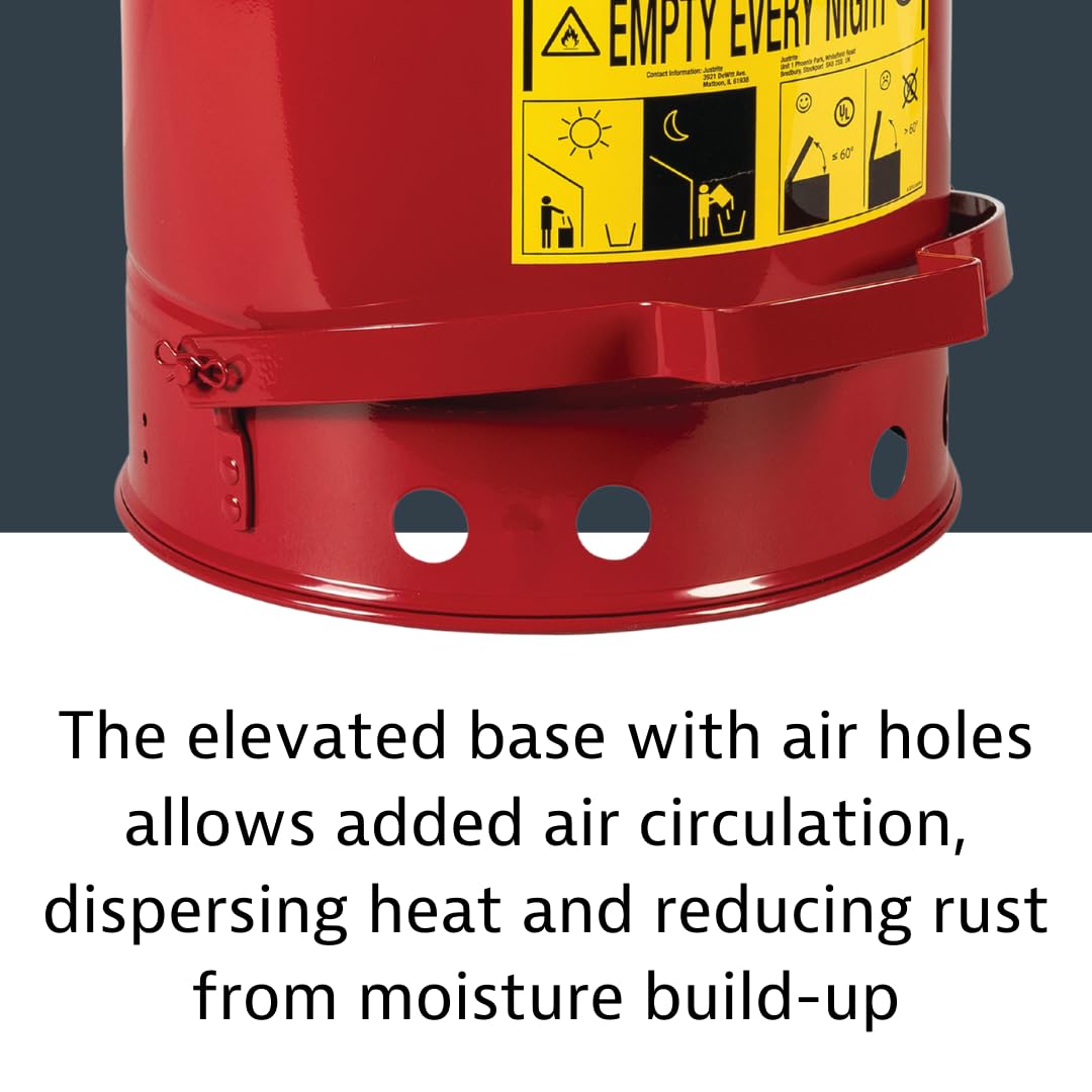 Justrite 21 Gallon Galvanized Steel Oily Waste Can with Foot Pedal - 23.5