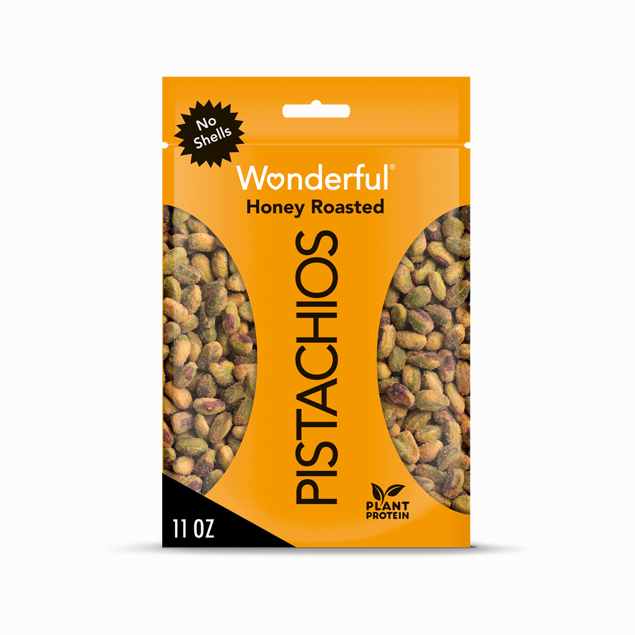 Wonderful Pistachios No Shells, Honey Roasted Nuts - 11oz Resealable Bag | High Protein Snack, Gluten Free, Healthy Snacks for Work, Travel & On-the-Go
