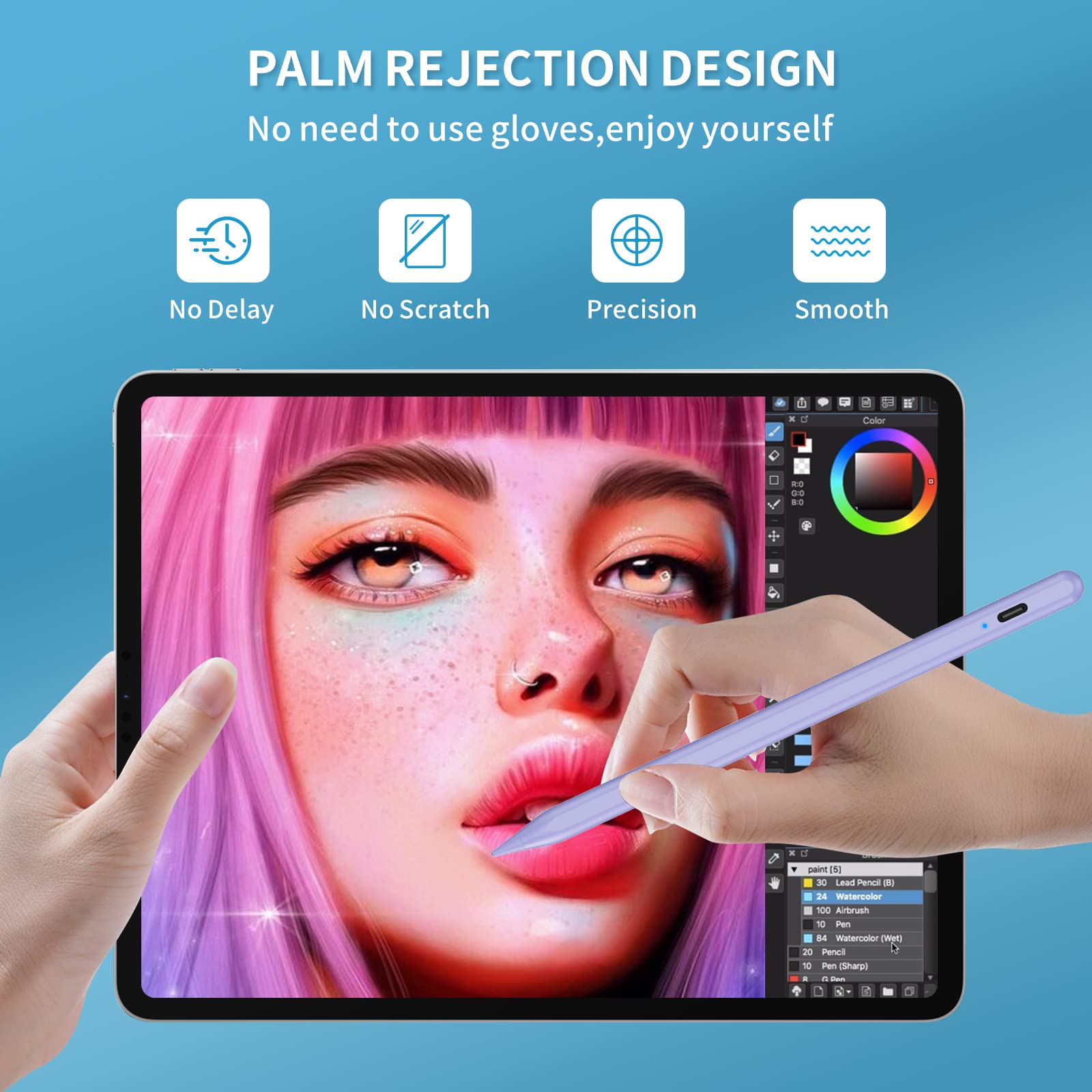 Fast Charging Stylus Pen for iPad (5-Minute Charge) - Compatible with iPad 9th/10th Gen, iPad Pro 11/12.9