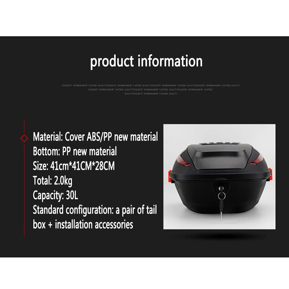 30L Motorcycle Top Box - Universal Hard Trunk Tail Case for Scooters & Mopeds - Waterproof Luggage Storage with Mounting Kit - Perfect for Commuting, Touring & Helmet Storage
