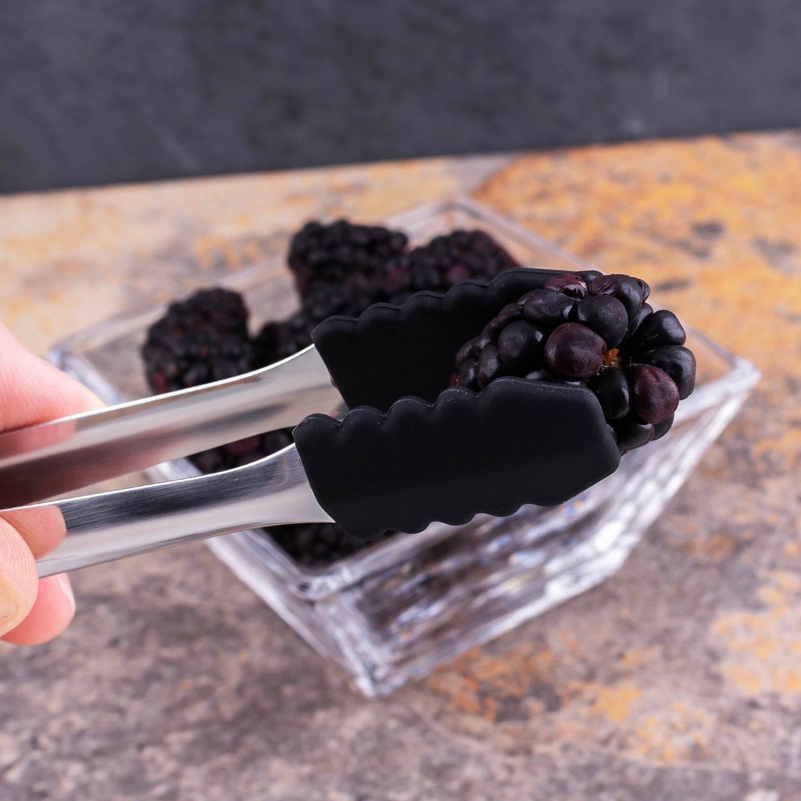 BarConic® Mini Silicone Tipped Tongs - Heat Resistant Kitchen Tongs for Cooking, Grilling, Serving - Non-Slip Grip, Perfect for Salad, BBQ, Baking (Black)