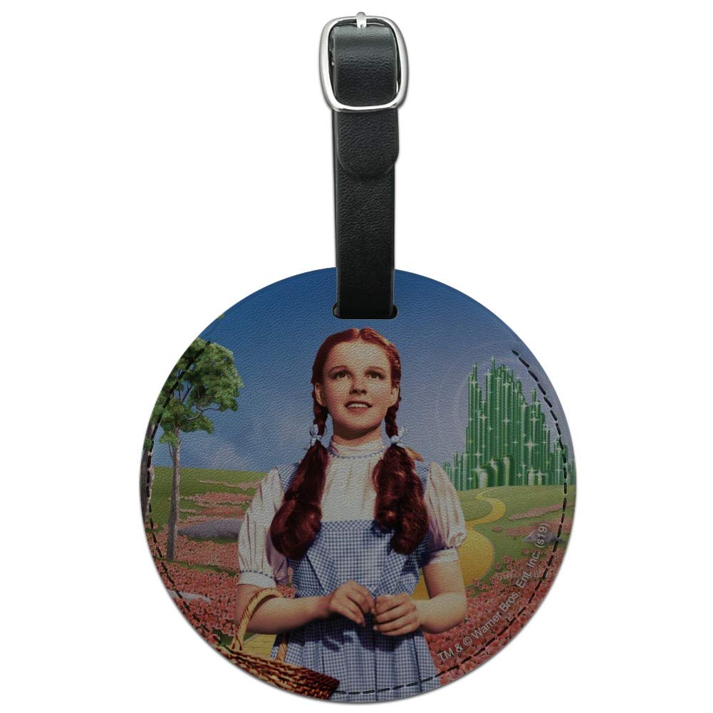 Wizard of Oz Dorothy Round Leather Luggage Tag - Vintage Inspired Carry-On ID Tag for Suitcases, Backpacks & Travel Bags - Perfect for Oz Fans, Collectors & Travel Enthusiasts
