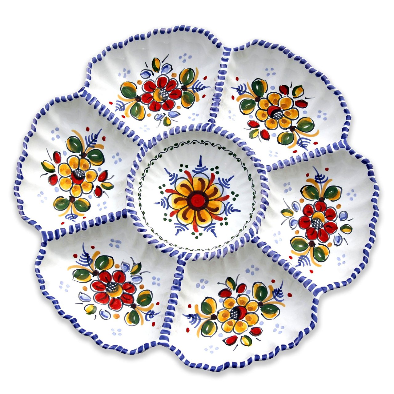 Handmade Ceramic Large Divided Appetizer Dish - 13 Inch Wide Serving Platter for Cheese, Charcuterie, Fruits & Party Snacks | Perfect for Entertaining, Dinner Parties & Holiday Gatherings