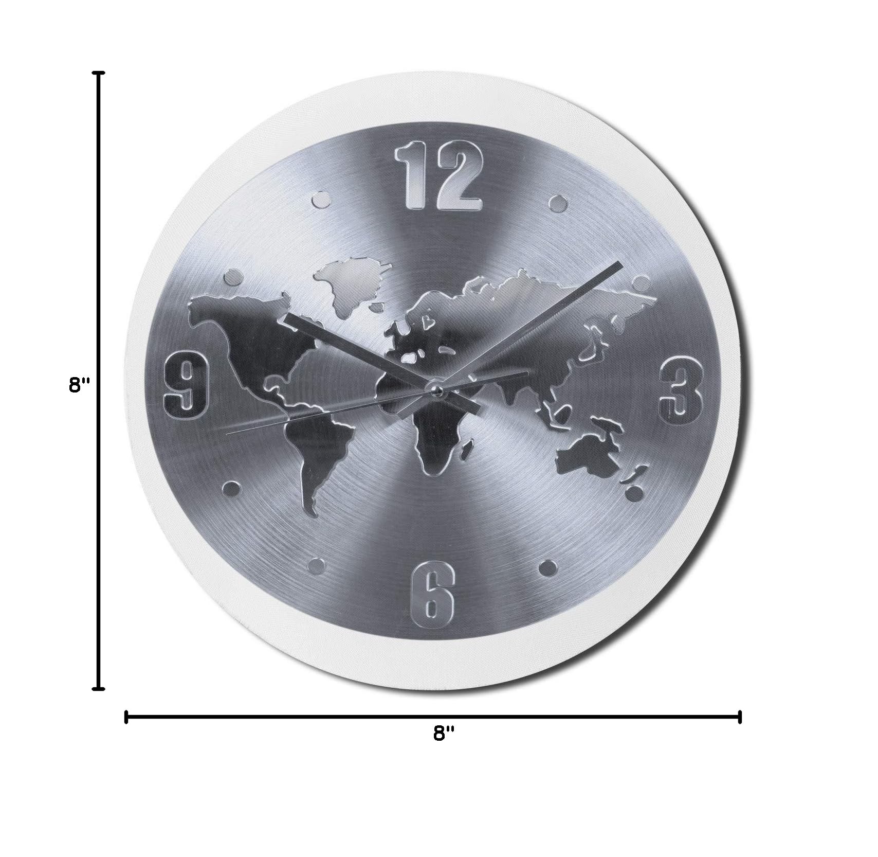 Ambesonne Round Gaming Mouse Pad - Non-Slip Thick Rubber Base with World Map & Clock Design - 8 Inch Blue Grey Computer Mousepad for Office, Gaming & Home Use