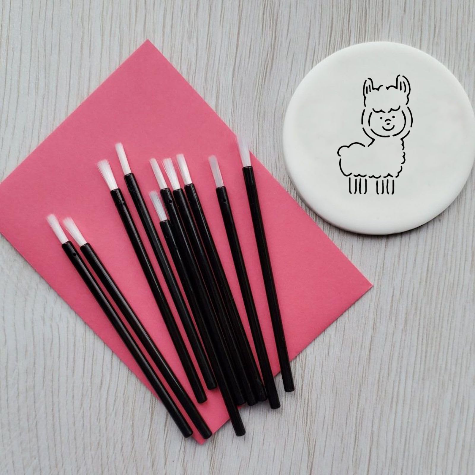 50 Pack Black Disposable Mini Lip Brushes for Cookie Painting, Nail Polish & Food Safe DIY - Perfect for Baking, Cake Decorating, and Craft Projects
