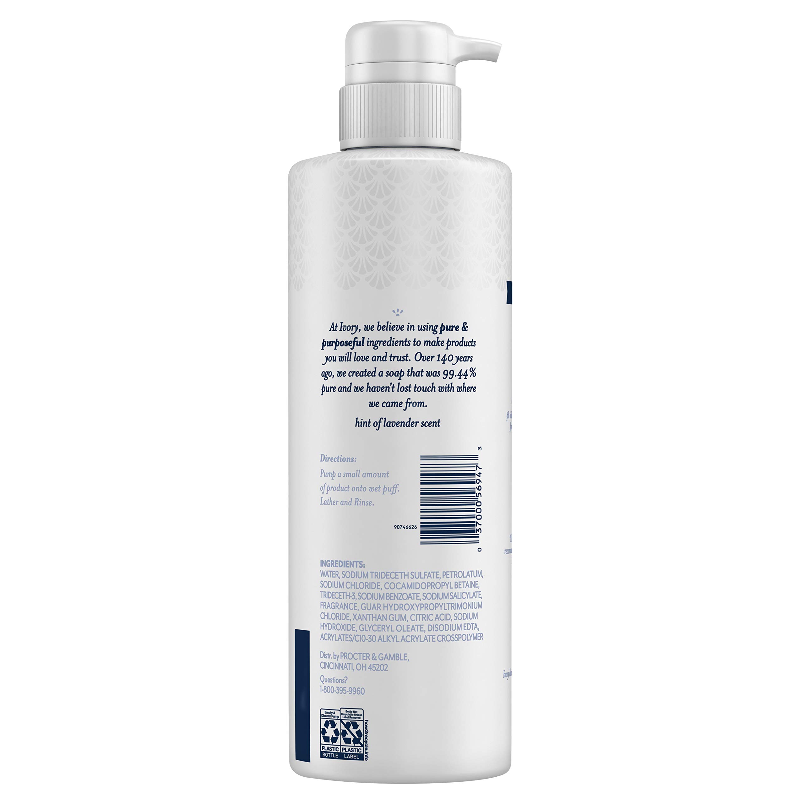 Ivory Sensitive Skin Moisturizing Body Wash with Lavender - 17.9 Fl Oz (Pack of 4) - Gentle Hydrating Shower Gel for Dry & Irritated Skin - Perfect for Daily Use & Relaxing Bath Time