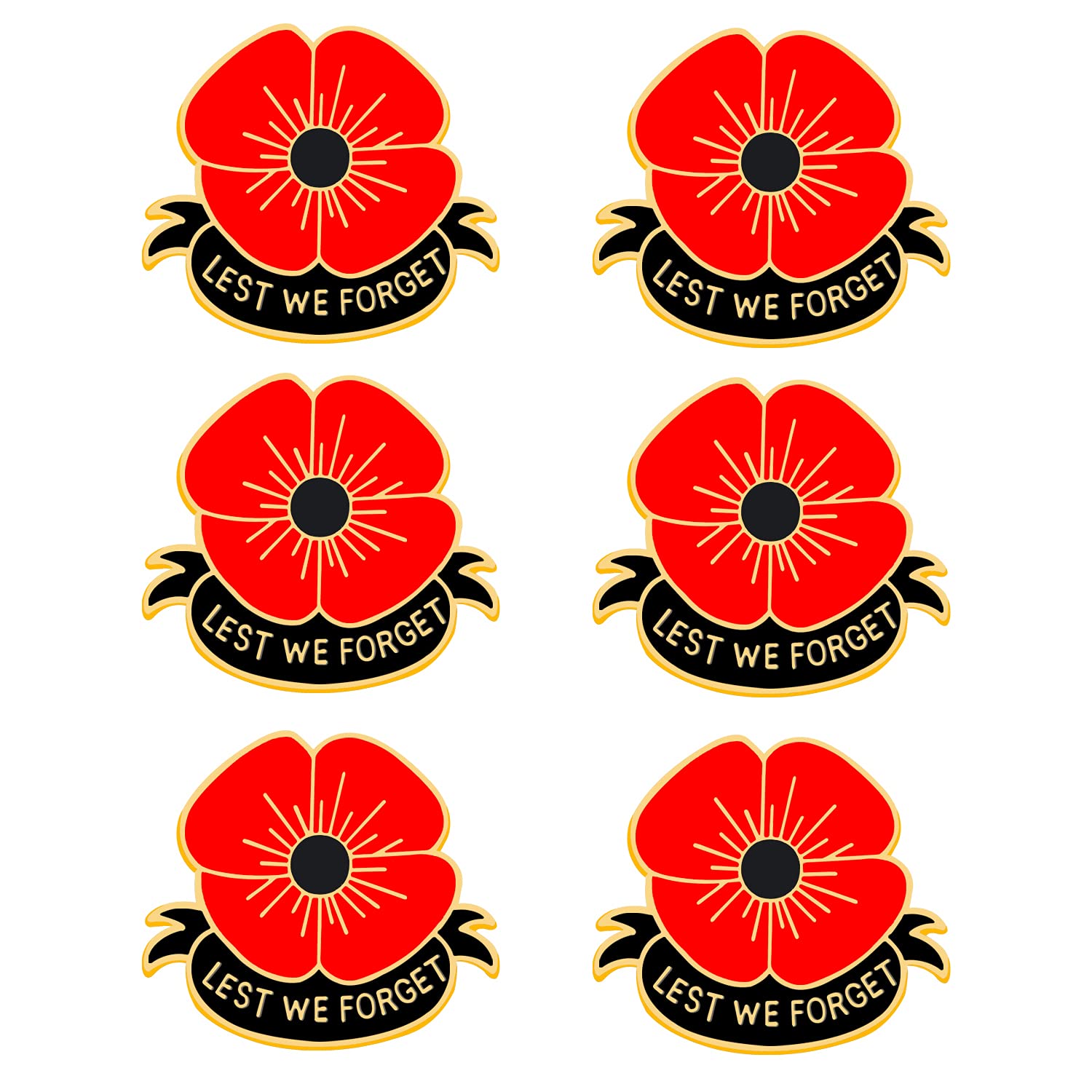 2Pcs/6Pcs/12Pcs Red Poppy Flower Lapel Pins for Women - Memorial Day Brooches, Veterans Day Pins, Remembrance Day Badges - Perfect for Jackets, Coats, Scarves & Gifts