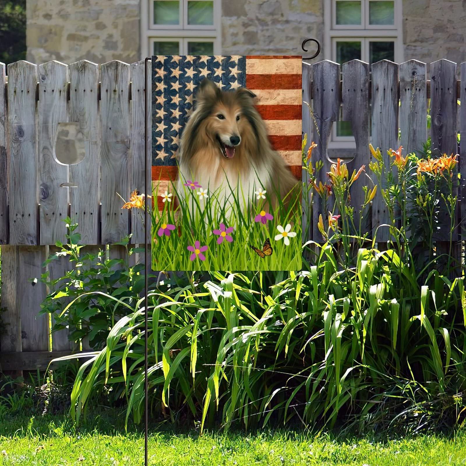 Double-Sided American Flag with Afghan Hound - 12.5x18.5 Inch Burlap Welcome Garden Flag for Yard, Farmhouse & Seasonal Outdoor Decor | Perfect for Holidays, Patriotic Events & Dog Lover Gifts