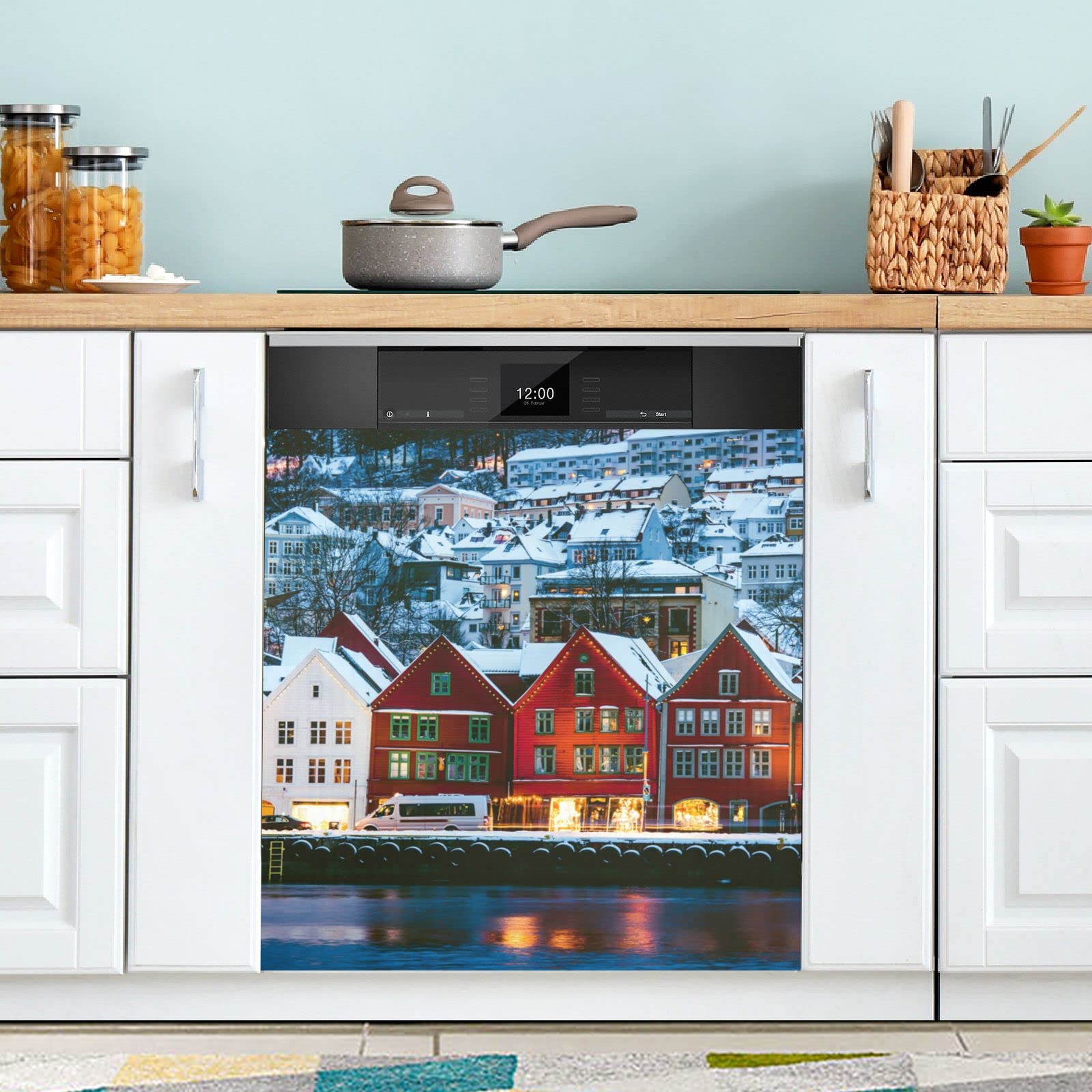 Yachts Harbour Norway Dishwasher Magnet Cover - Decorative Magnetic Appliance Cover for Panel, Fridge & Dishwasher Doors - 23
