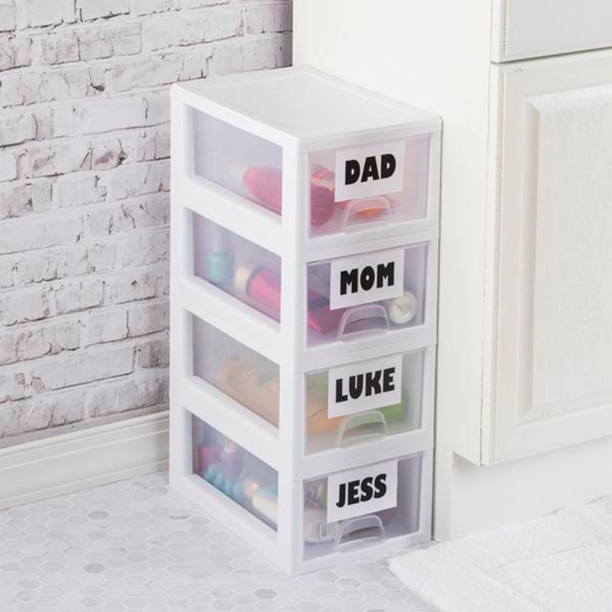 Sterilite 18-Pack Clear Stackable Drawers - 6 Quart White Frame Storage Organizer for Closet, Bedroom, Office & Craft Room Organization