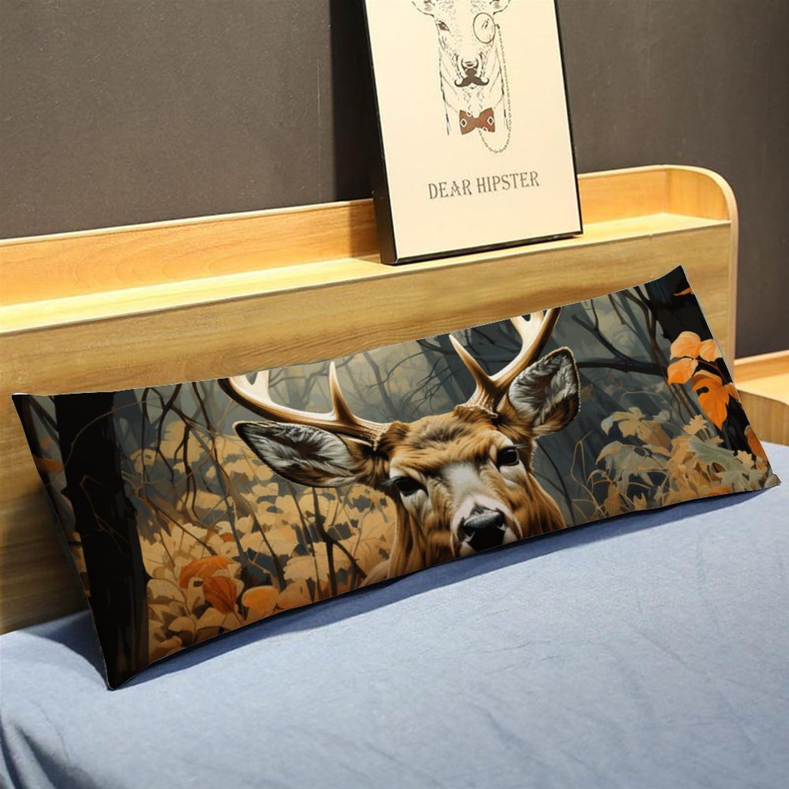 Camouflage White Tail Deer Buck Head Body Pillow Cover - 20