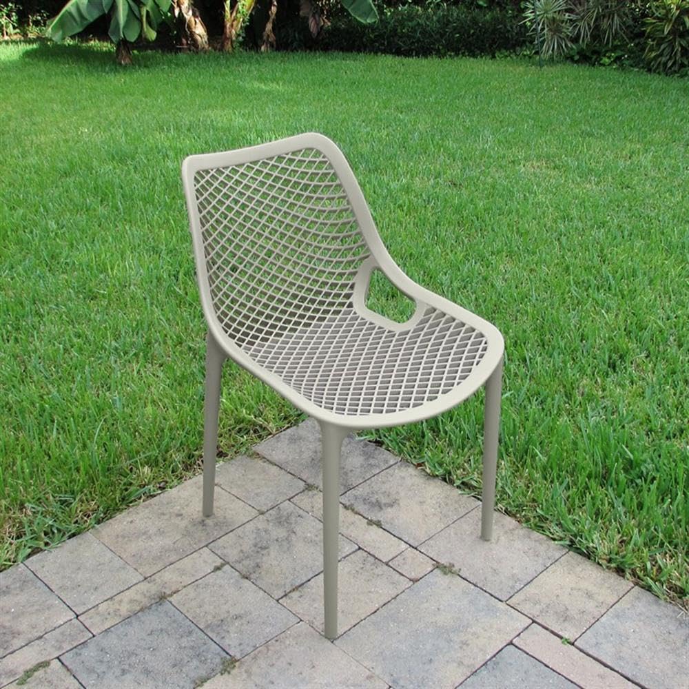 Taupe Outdoor Patio Dining Chairs Set of 2 - Weather-Resistant Comfortable Garden Chairs for Backyard, Poolside & Restaurant Use