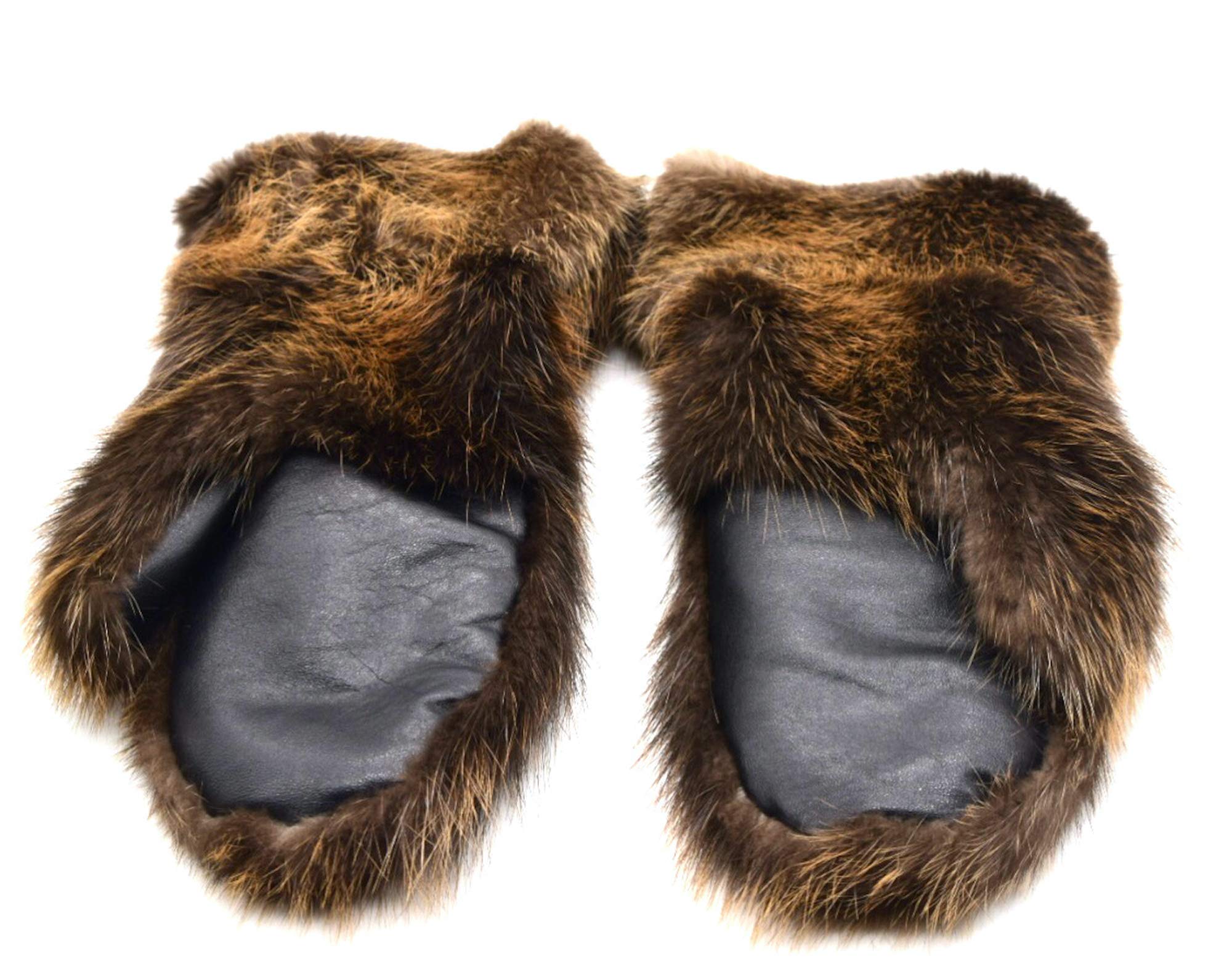 Premium Men's Beaver Fur Gauntlet Mittens - Genuine Fur Winter Gloves for Extreme Cold - Ideal for Skiing, Snowboarding & Outdoor Adventures