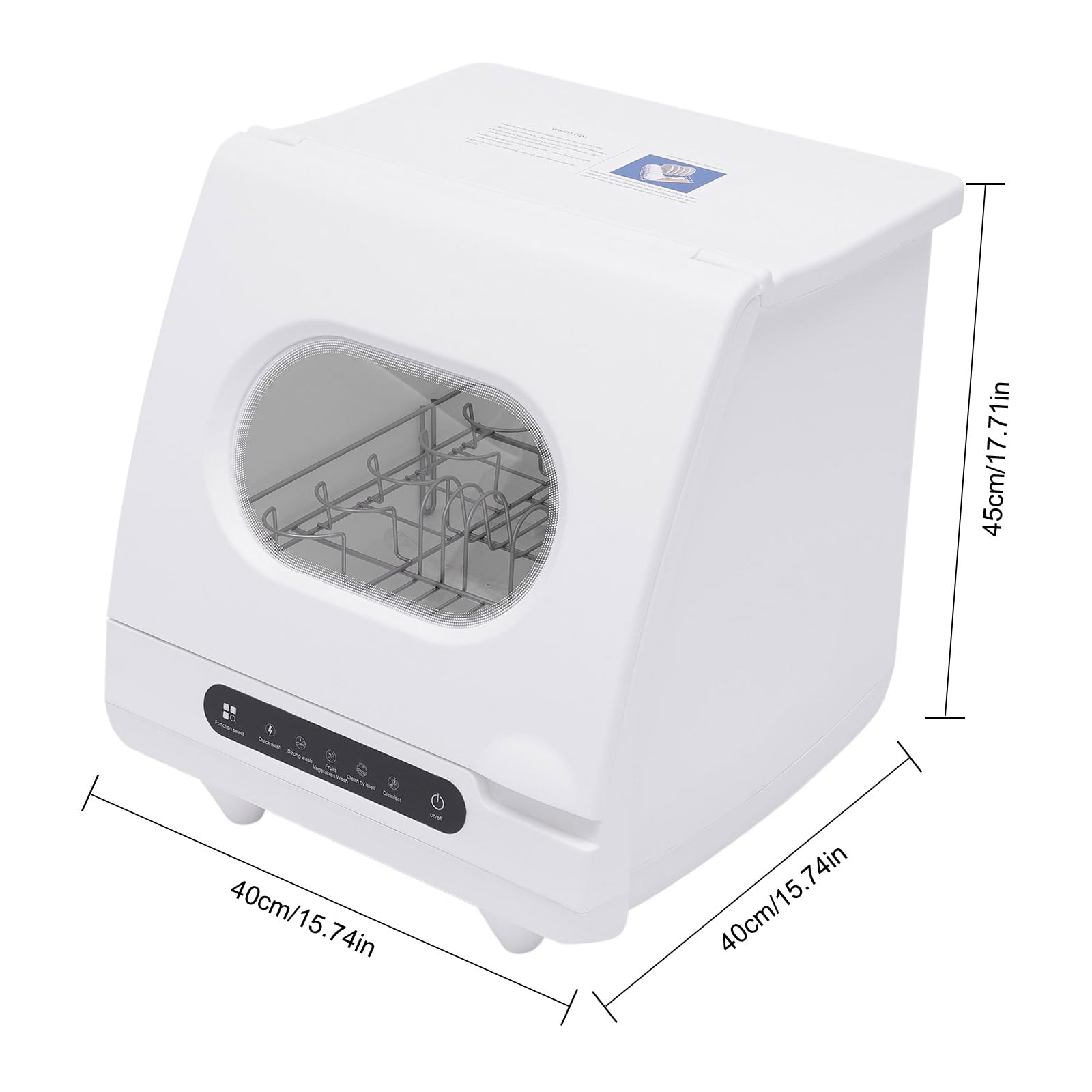 Portable Countertop Dishwasher - Compact Mini Dishwasher with 5 Wash Programs, Air-Dry Function & Water Hose - 1200W Energy Efficient for Small Apartments, RVs, Dorms & Tiny Homes - Perfect for Kitchenettes, Campers & Studio Living Spaces