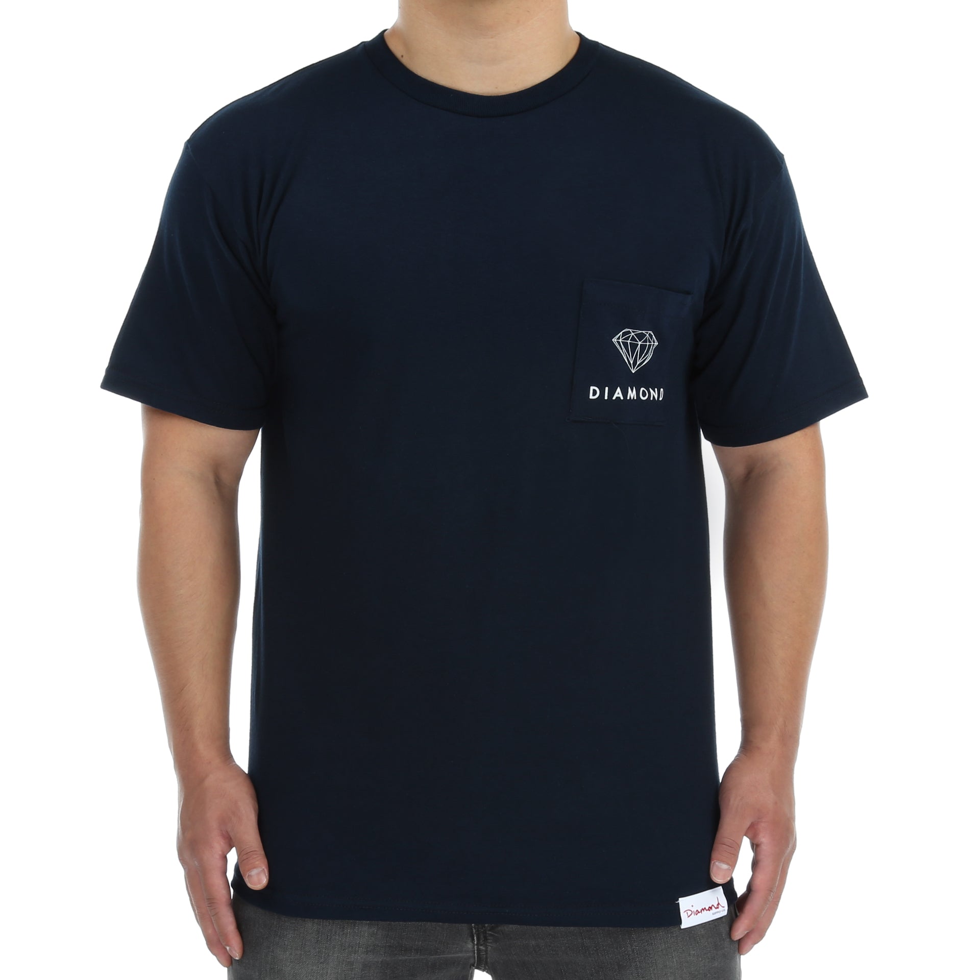 Diamond Futura Sign Pocket T-Shirt for Men - Soft Cotton Crew Neck Tee in Navy Blue - Perfect for Casual Wear, Street Style & Everyday Outfits