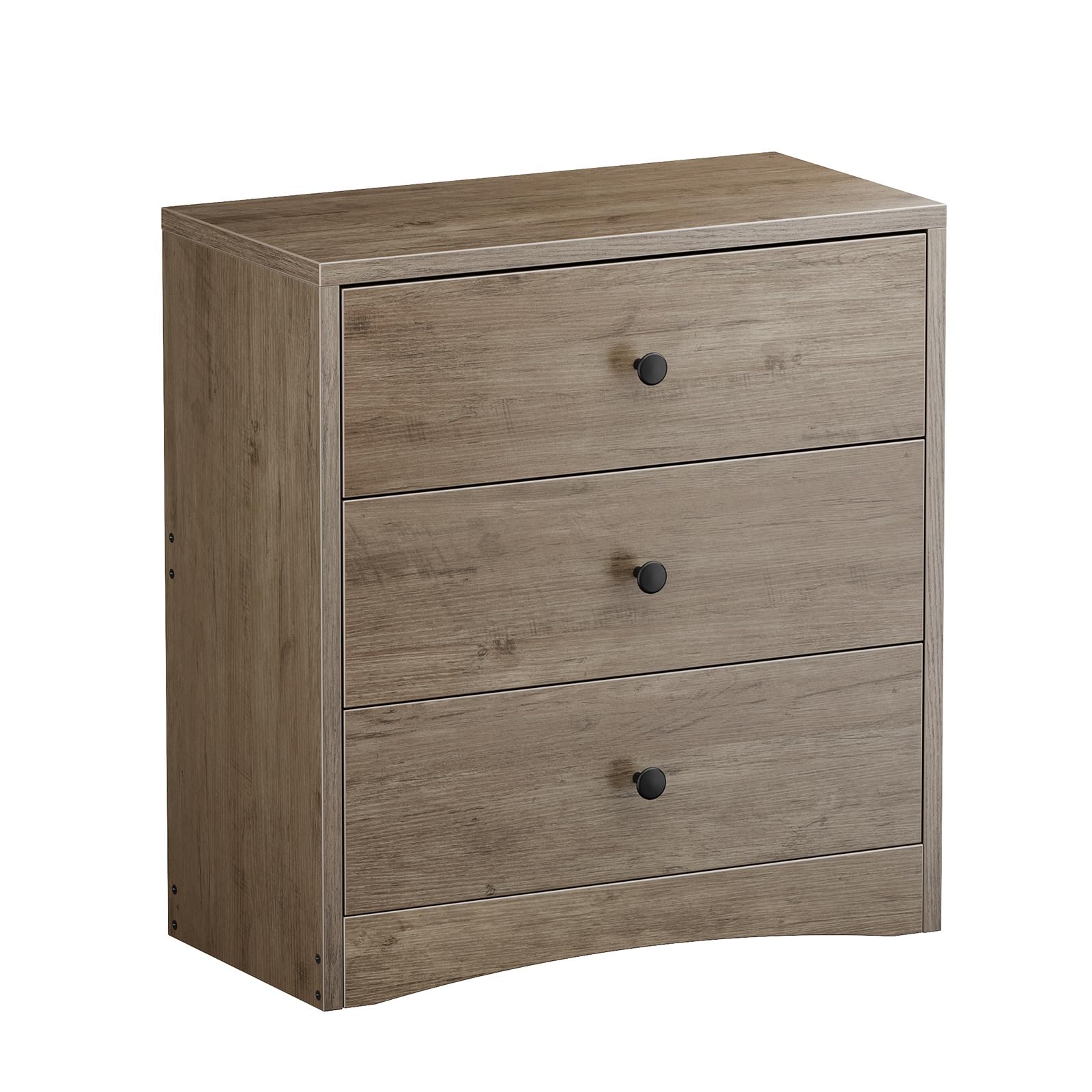 Farmhouse Nightstand with 3 Drawers - Solid Wood Bedside Table, Small Dresser Cabinet for Bedroom - Rustic Gray Storage Furniture for Small Spaces | Perfect for Reading Nook, Guest Room & Apartment Living