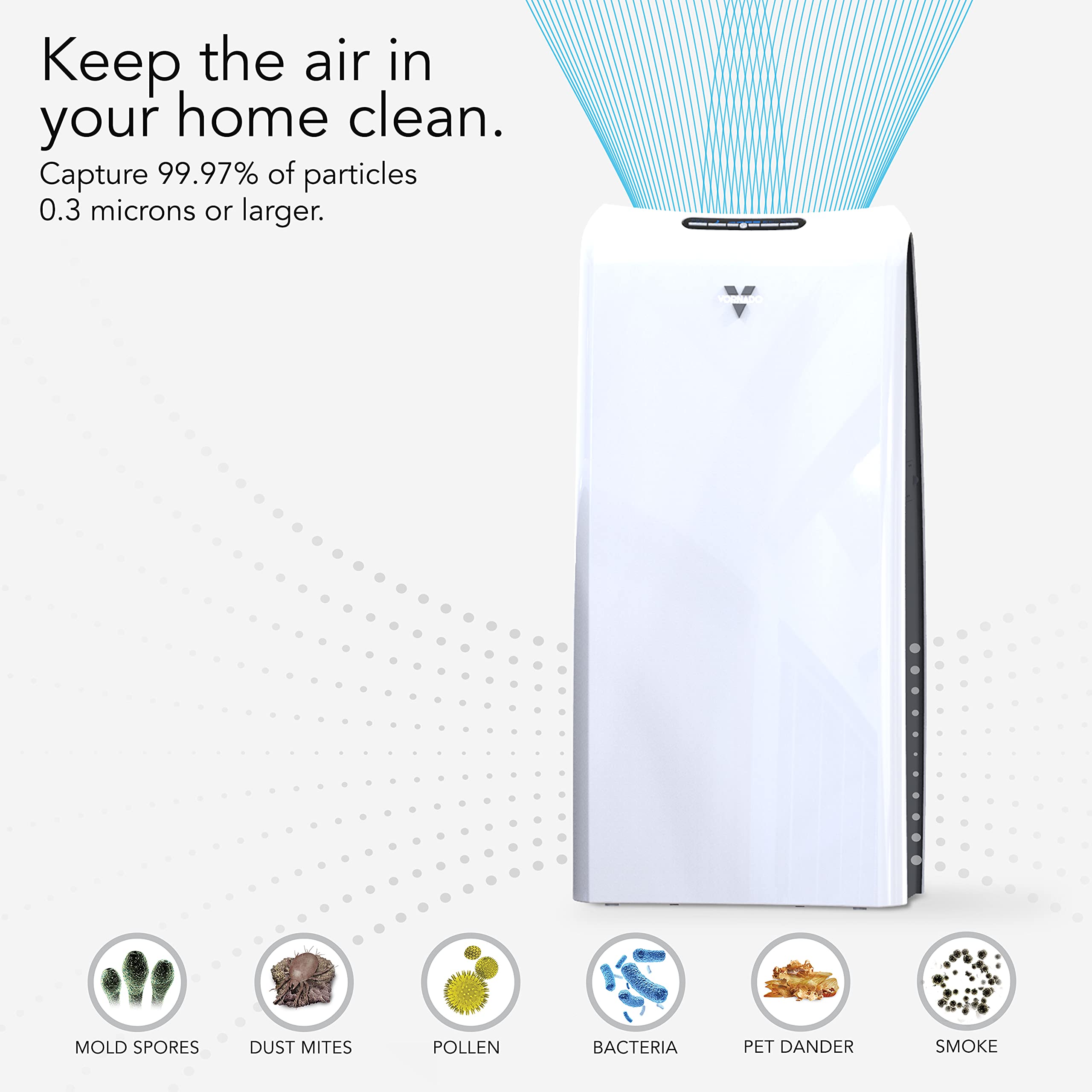 Vornado AC550 True HEPA Air Purifier - Removes Allergens, Smoke, Dust, Pollen, Pet Dander & Odors - White - Perfect for Bedrooms, Living Rooms & Offices