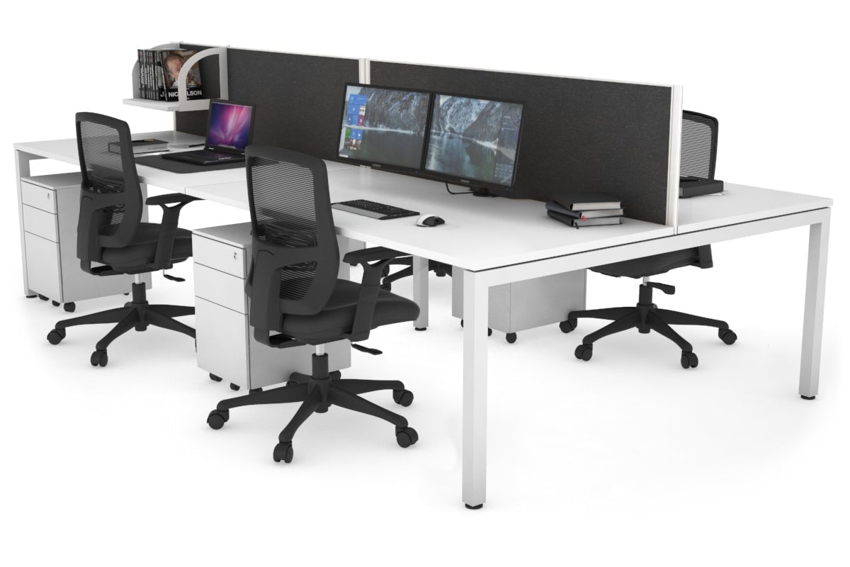 4-Person Office Workstation with Quadro Square Legs - 1800L x 800W Desk with Cable Management Scallop | Perfect for Collaborative Workspaces & Open Office Environments