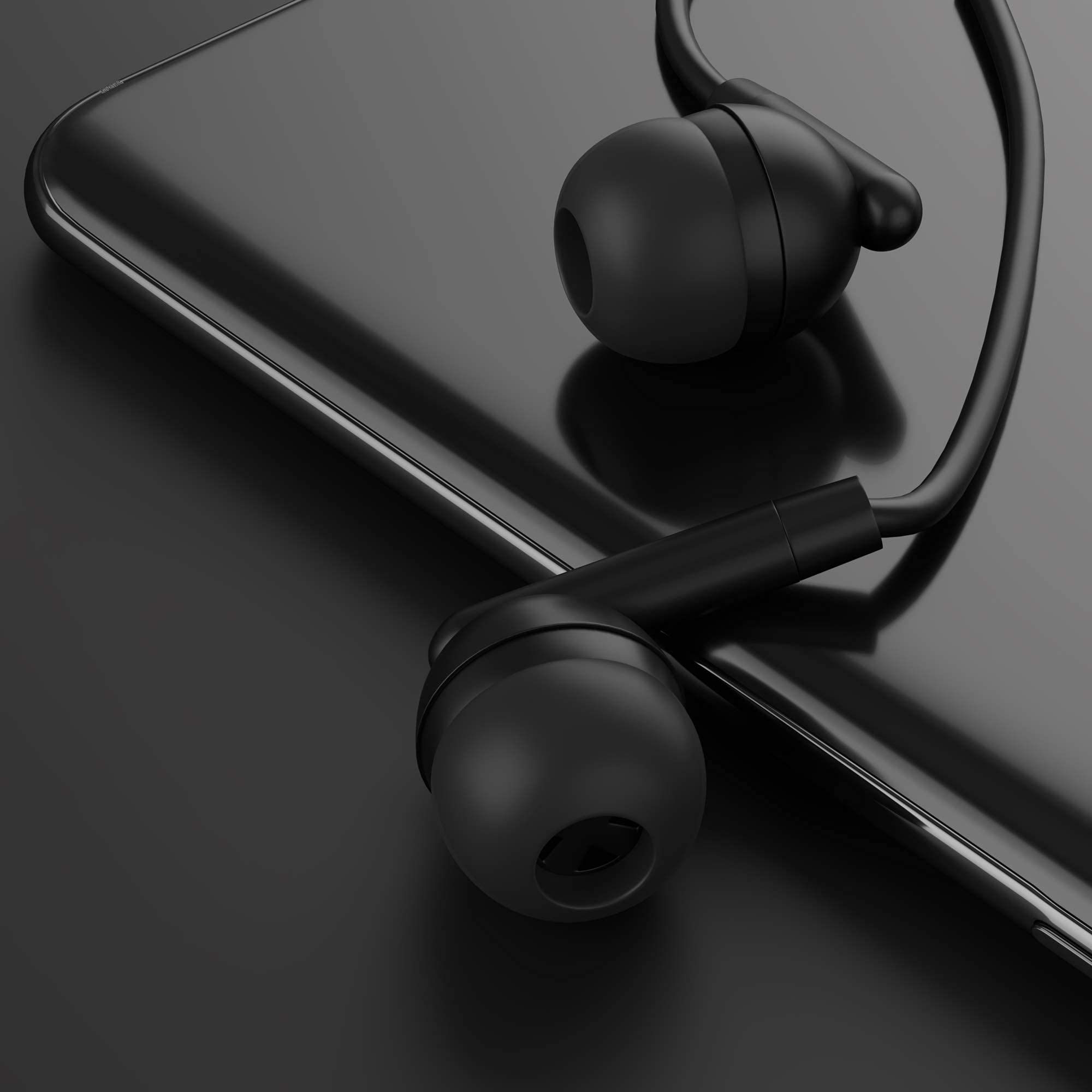 Maeline Bulk Earbuds 300 Pack - 3.5mm Wired Headphones with Mic & Volume Control - Jet Black Wholesale Bundle for Schools, Gyms, Events & Retail Stores