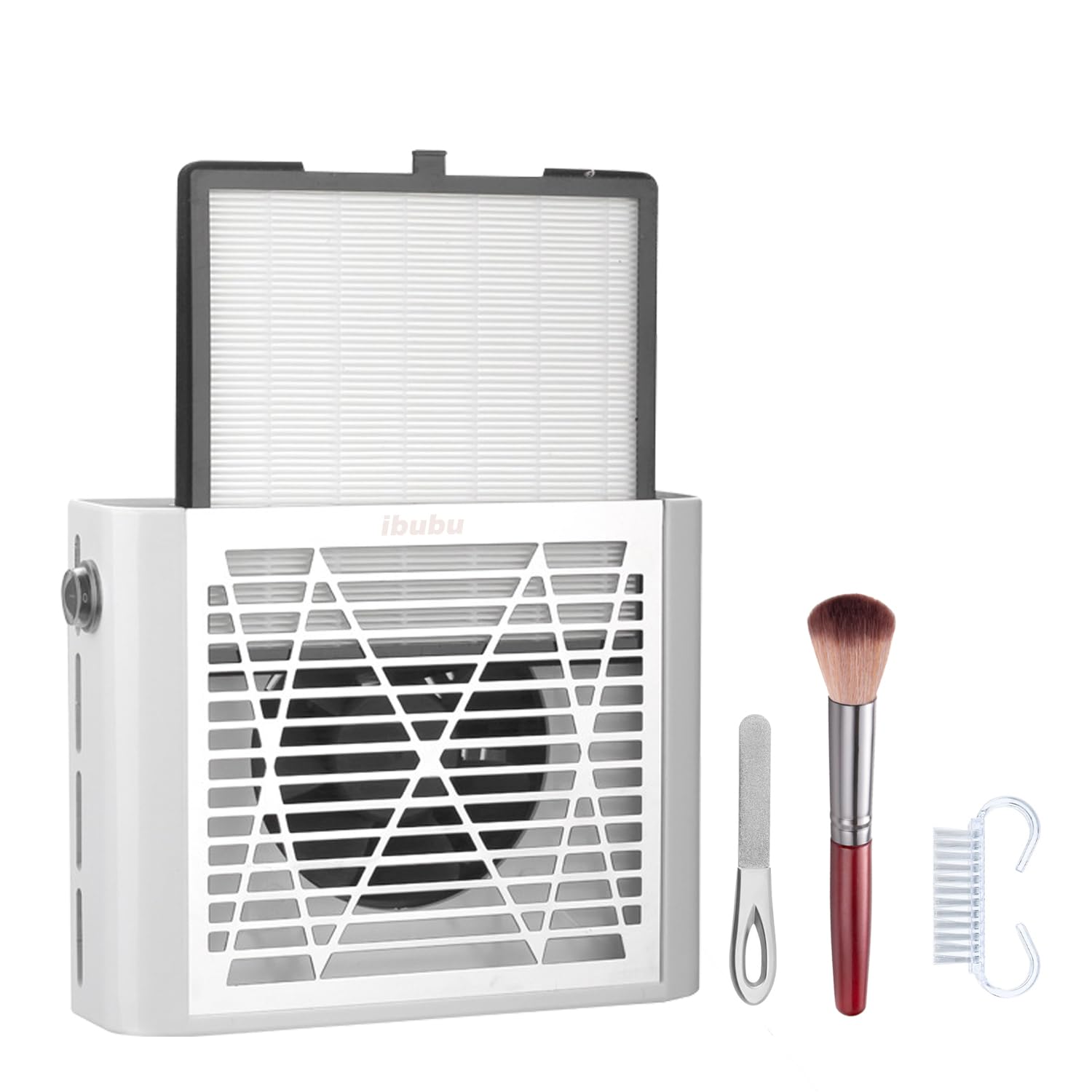 Electric Nail Dust Collector with Strong Suction - Professional Nail Salon Vacuum Cleaner for Acrylic Powder & Dust Extraction | Includes Multiple Nail Tool Kits | Perfect for Manicure, Pedicure & Nail Art Studios (White)