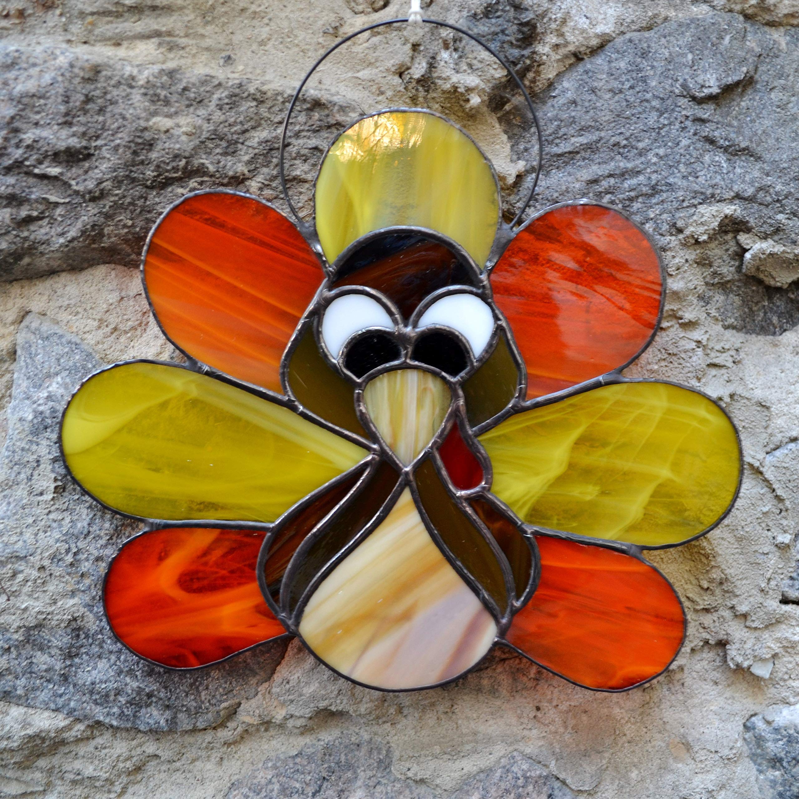 Thanksgiving Turkey Stained Glass Suncatcher - Handmade Window Hanging Decor & Wall Art for Holiday Home Decoration | Perfect for Thanksgiving Decor, Christmas Ornaments, and Seasonal Gift Ideas